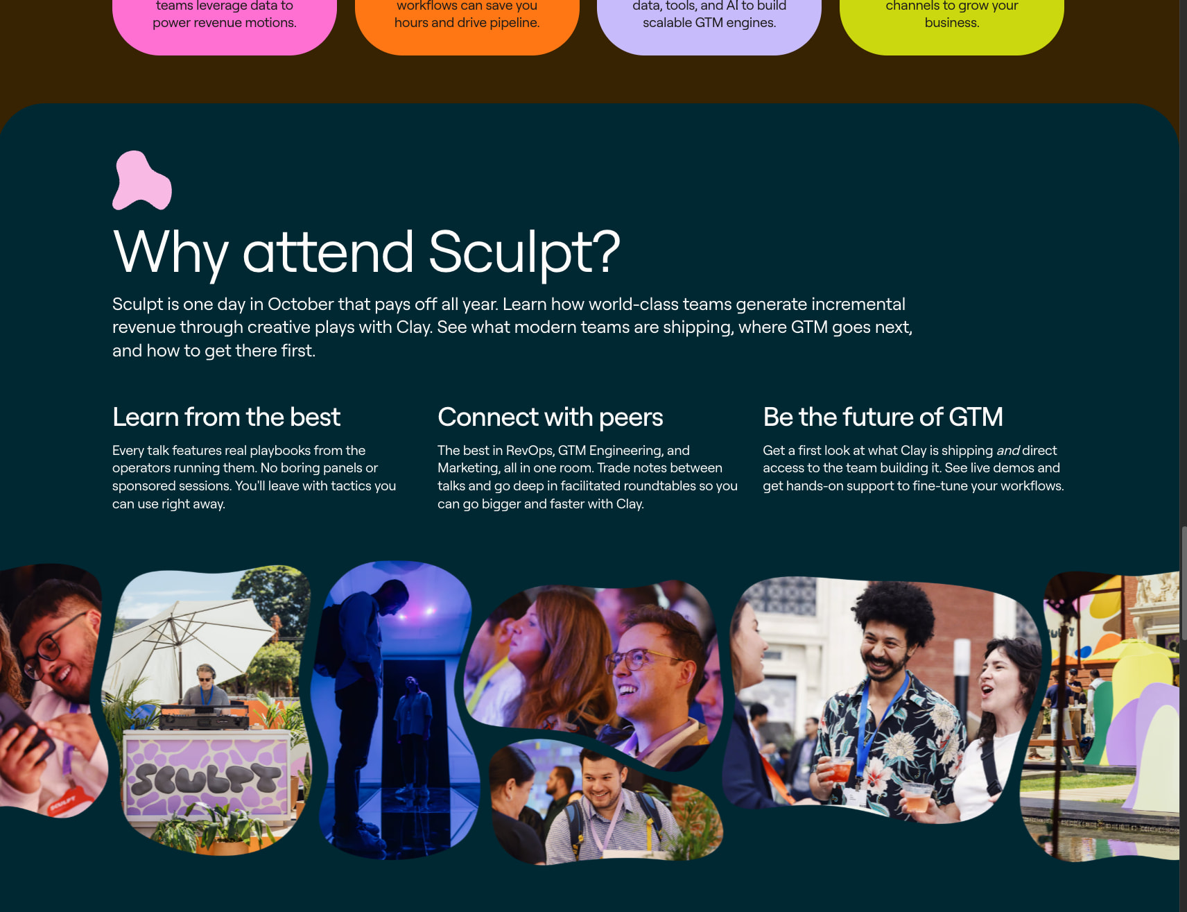 Sculpt: The GTM conference by Clay captured website design