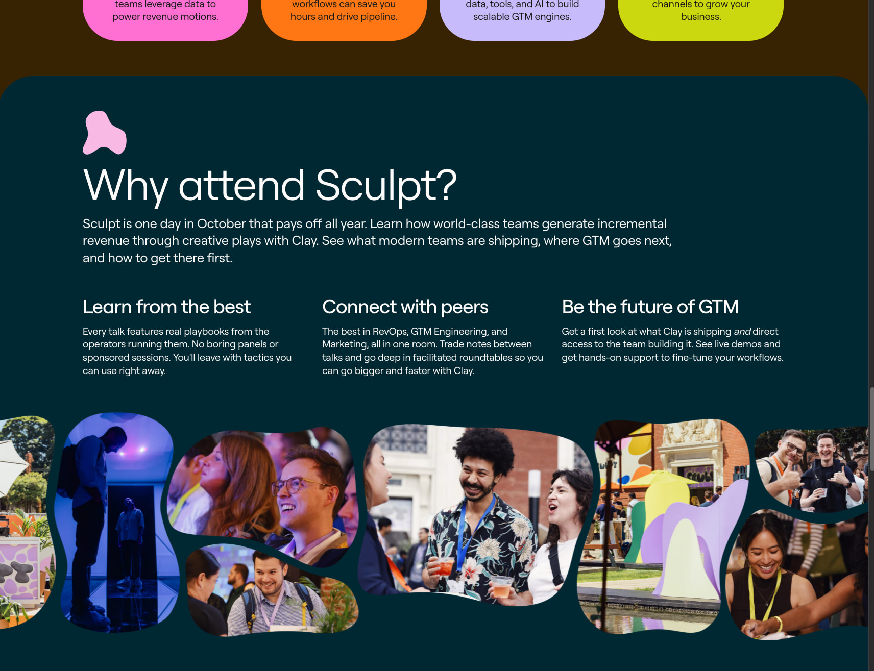 Sculpt: The GTM conference by Clay captured website design