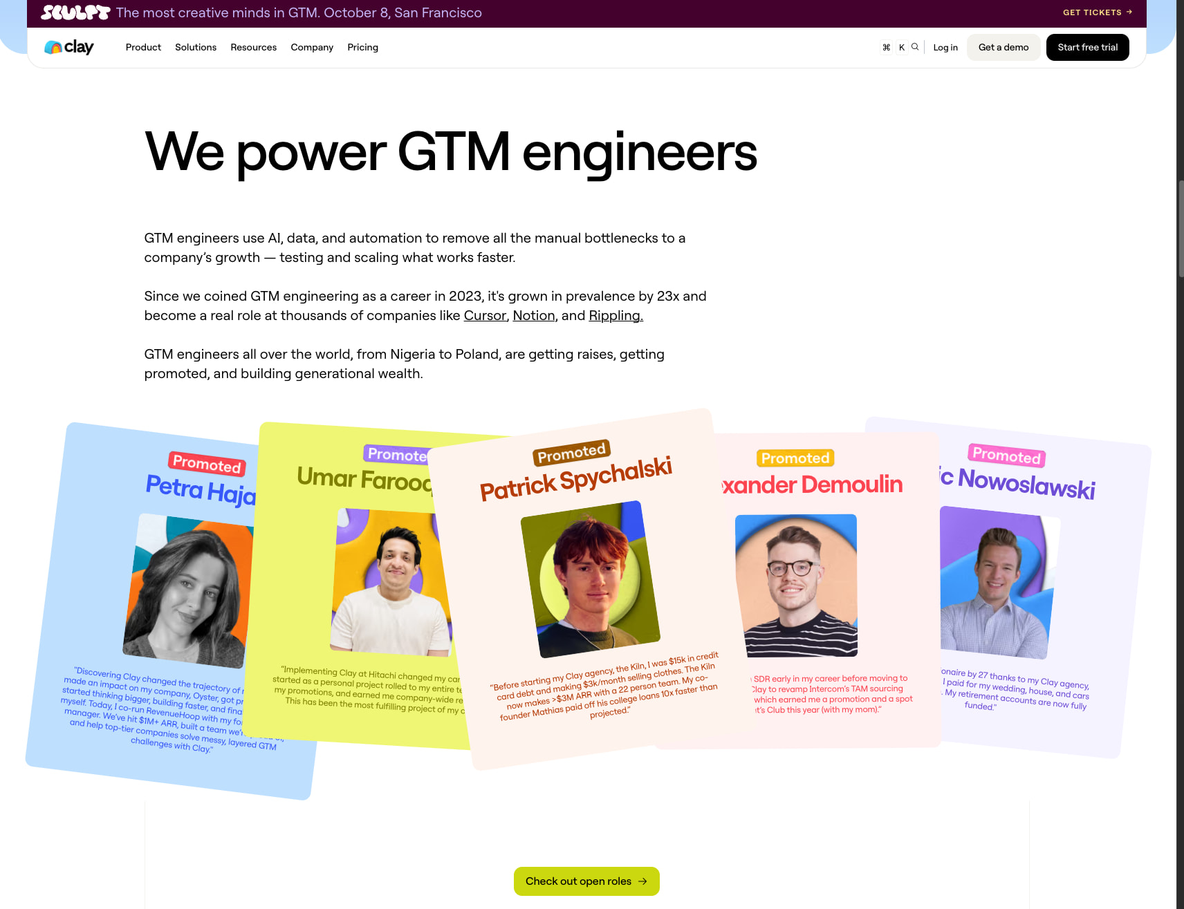About | Clay.com captured website design
