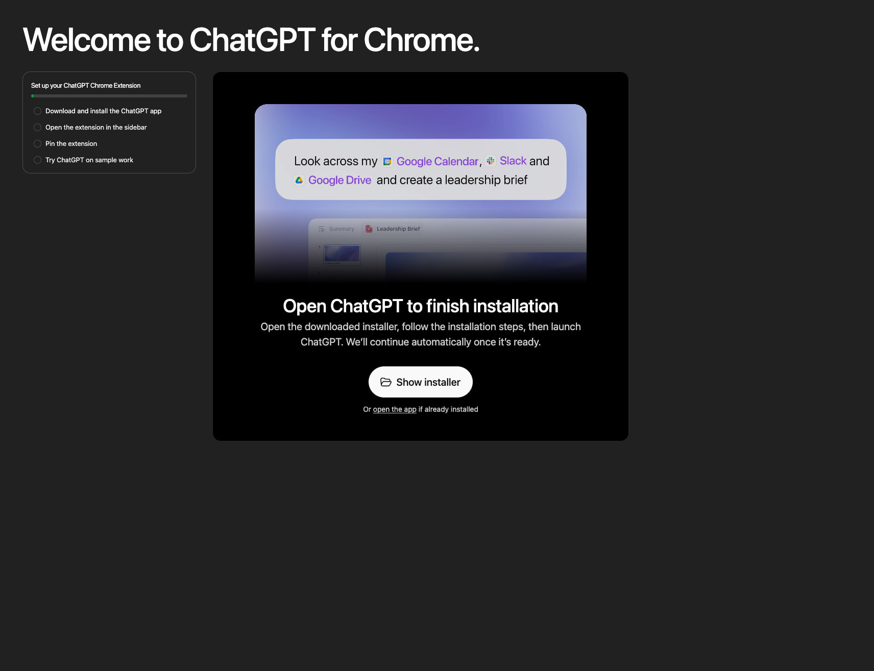 ChatGPT for Chrome captured website design