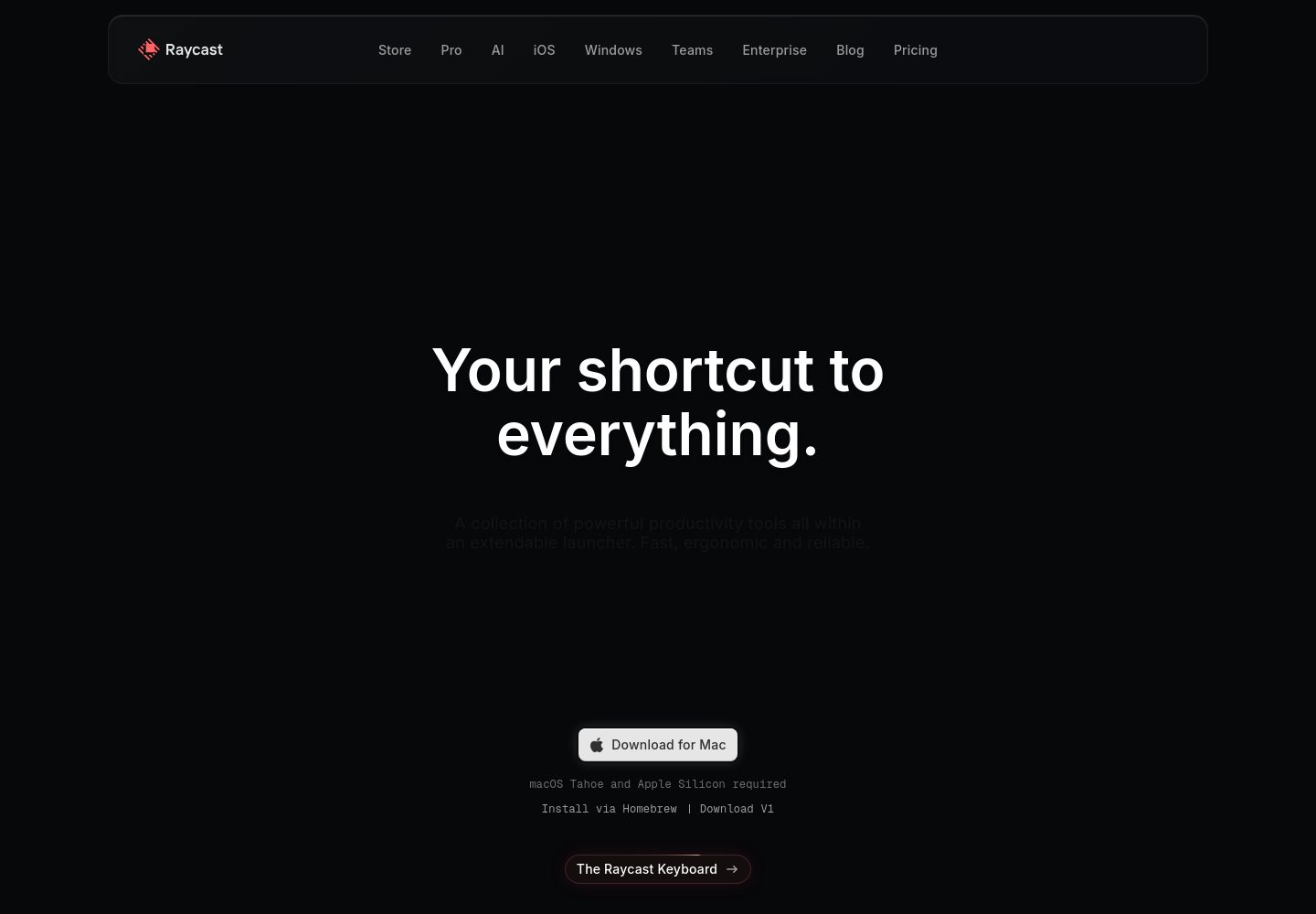 www.raycast.com captured website design