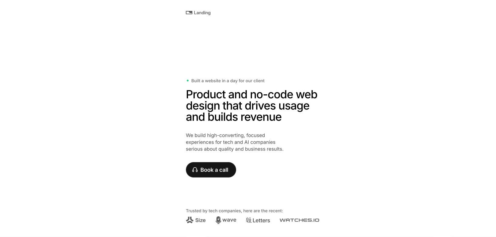 Landing – World-class product and no-code web design captured website design