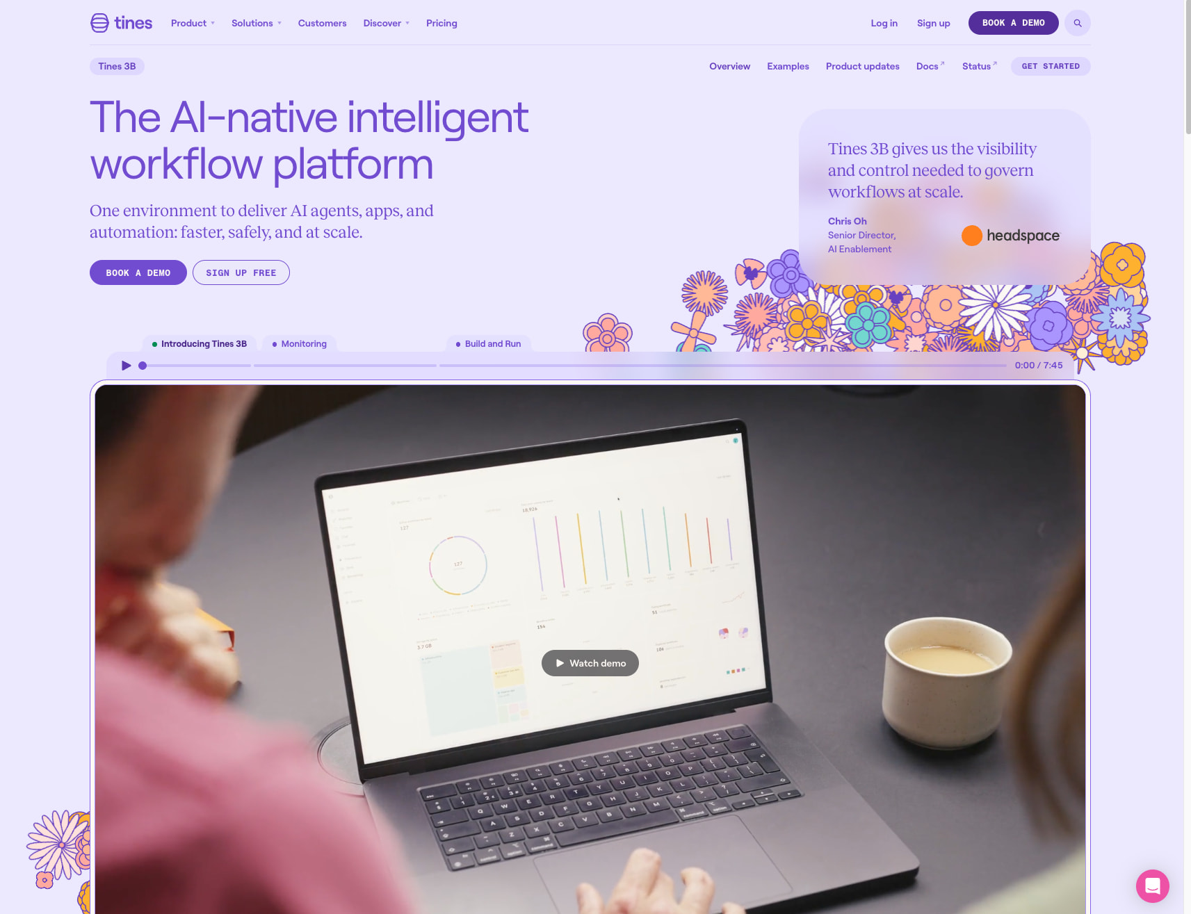 Tines 3B | The AI-native intelligent workflow platform captured website design