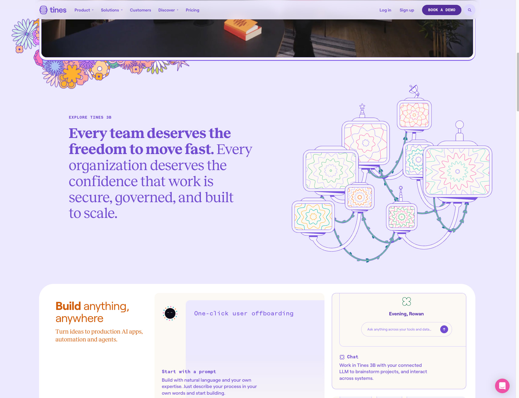 Tines 3B | The AI-native intelligent workflow platform captured website design