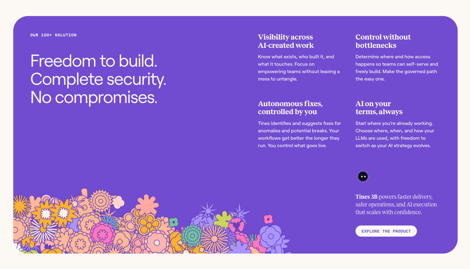 Tines | The secure environment for AI agents, apps and automation captured website design