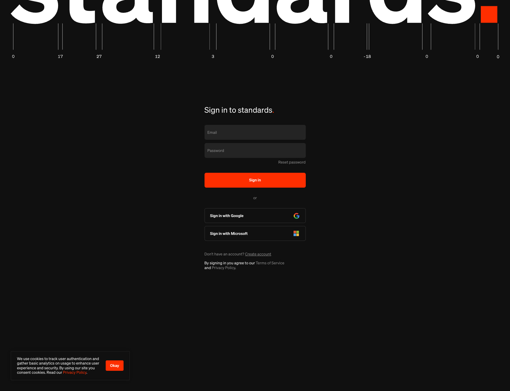 Standards - Login captured website design