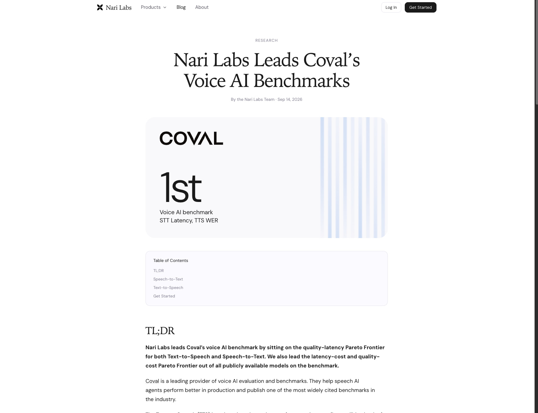 Nari Labs Leads Coval’s Voice AI Benchmarks | Nari Labs captured website design
