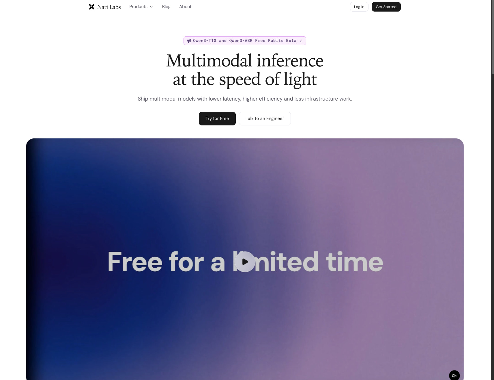 Nari Labs — Multimodal Inference at the Speed of Light captured website design