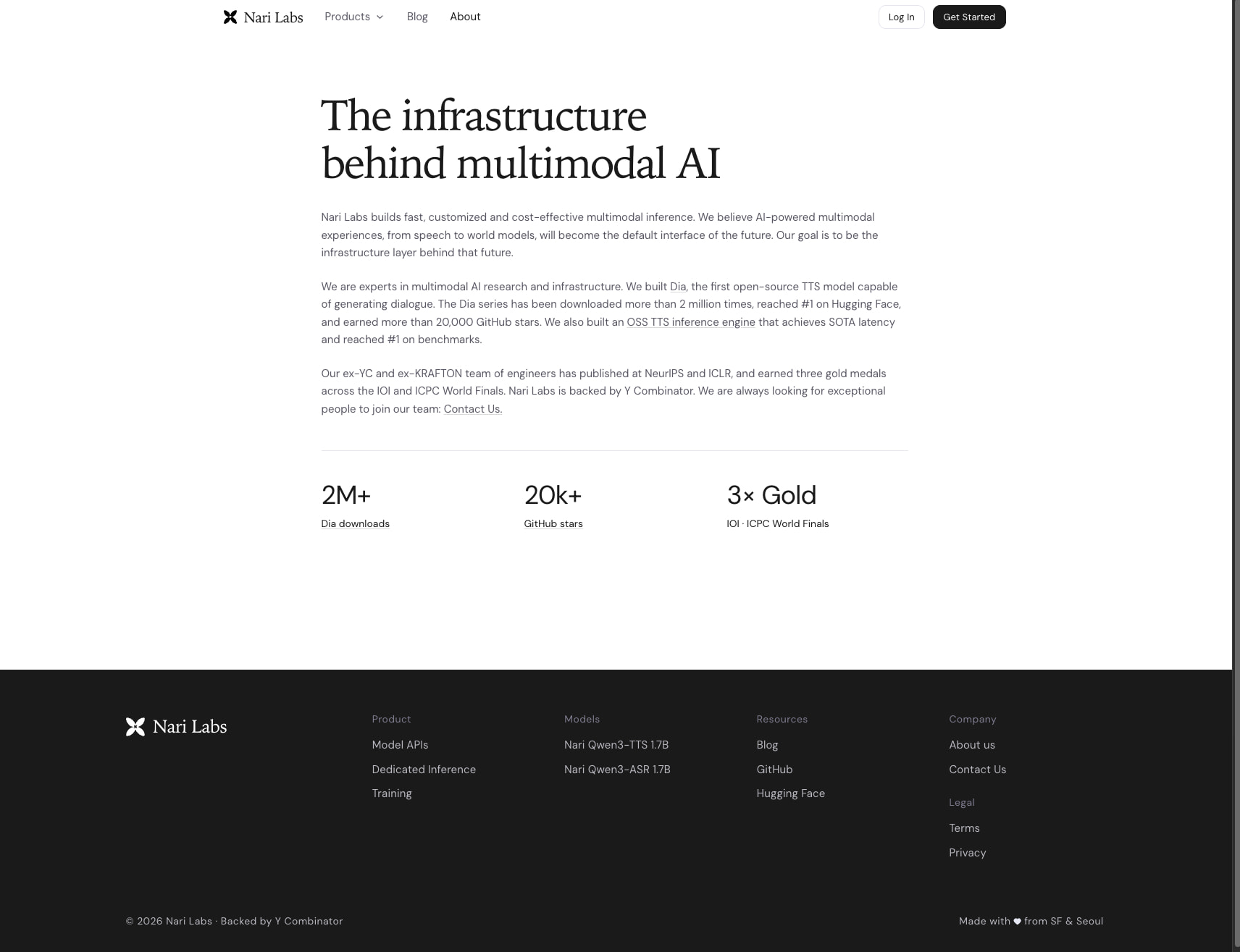 About | Nari Labs captured website design