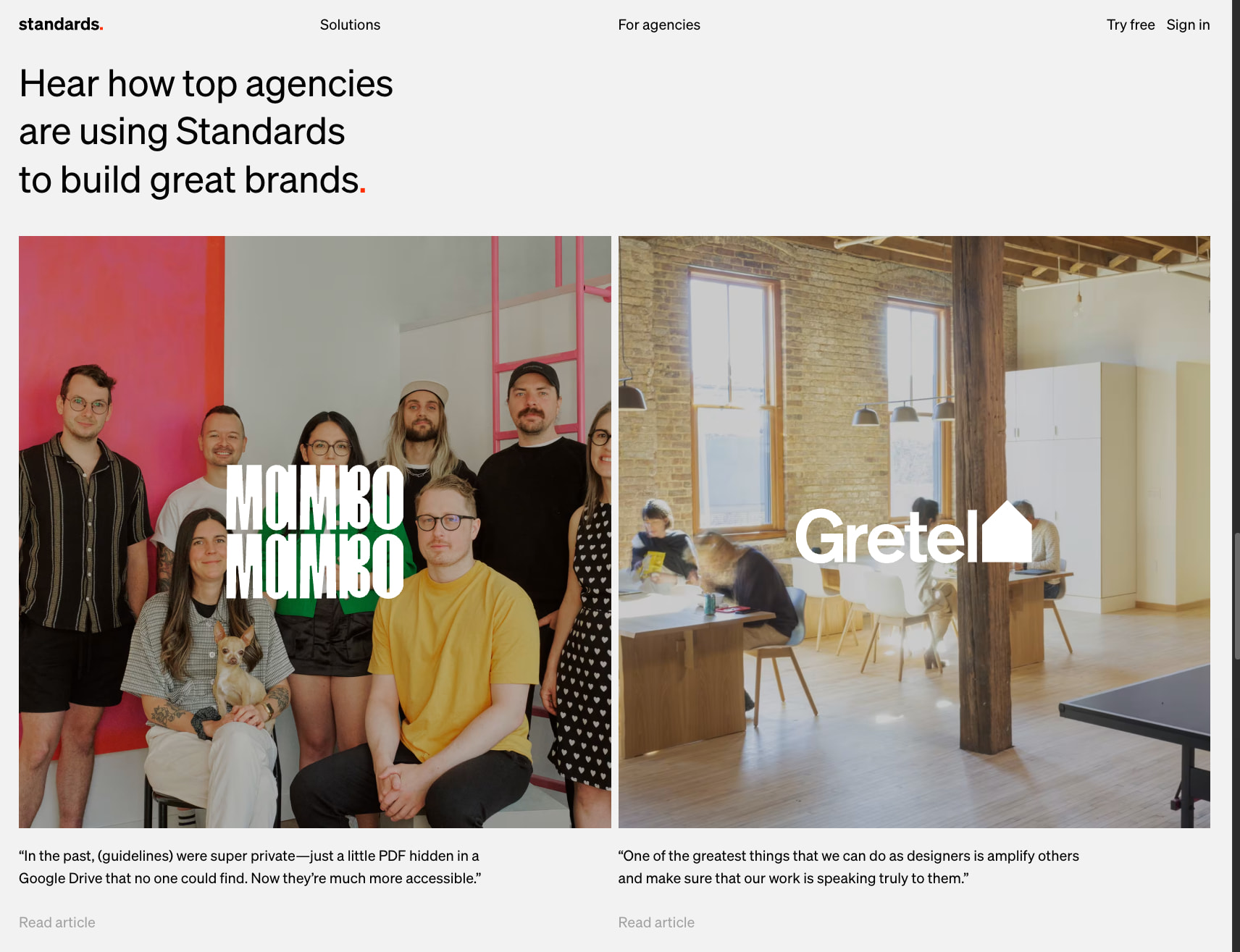 Features for Agencies — Build Brand Systems Faster — Standards captured website design