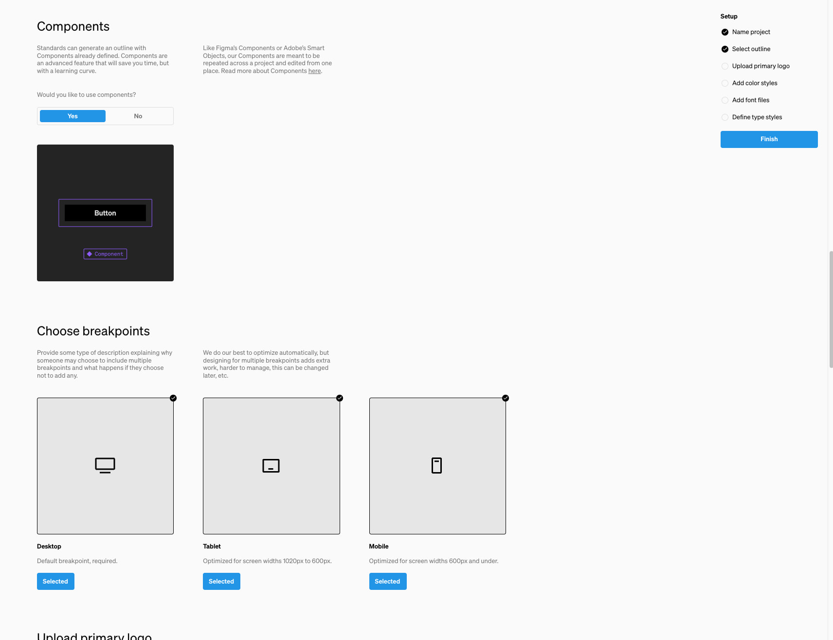 Standards - Project Setup captured website design