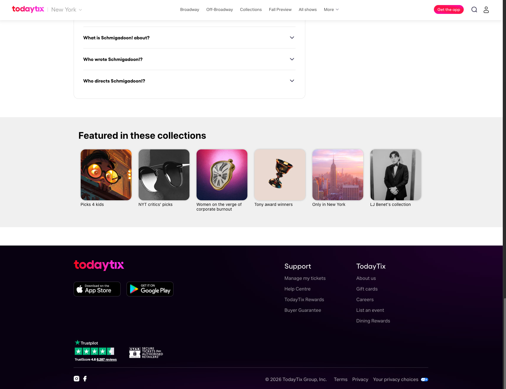 Schmigadoon! tickets | New York | TodayTix captured website design