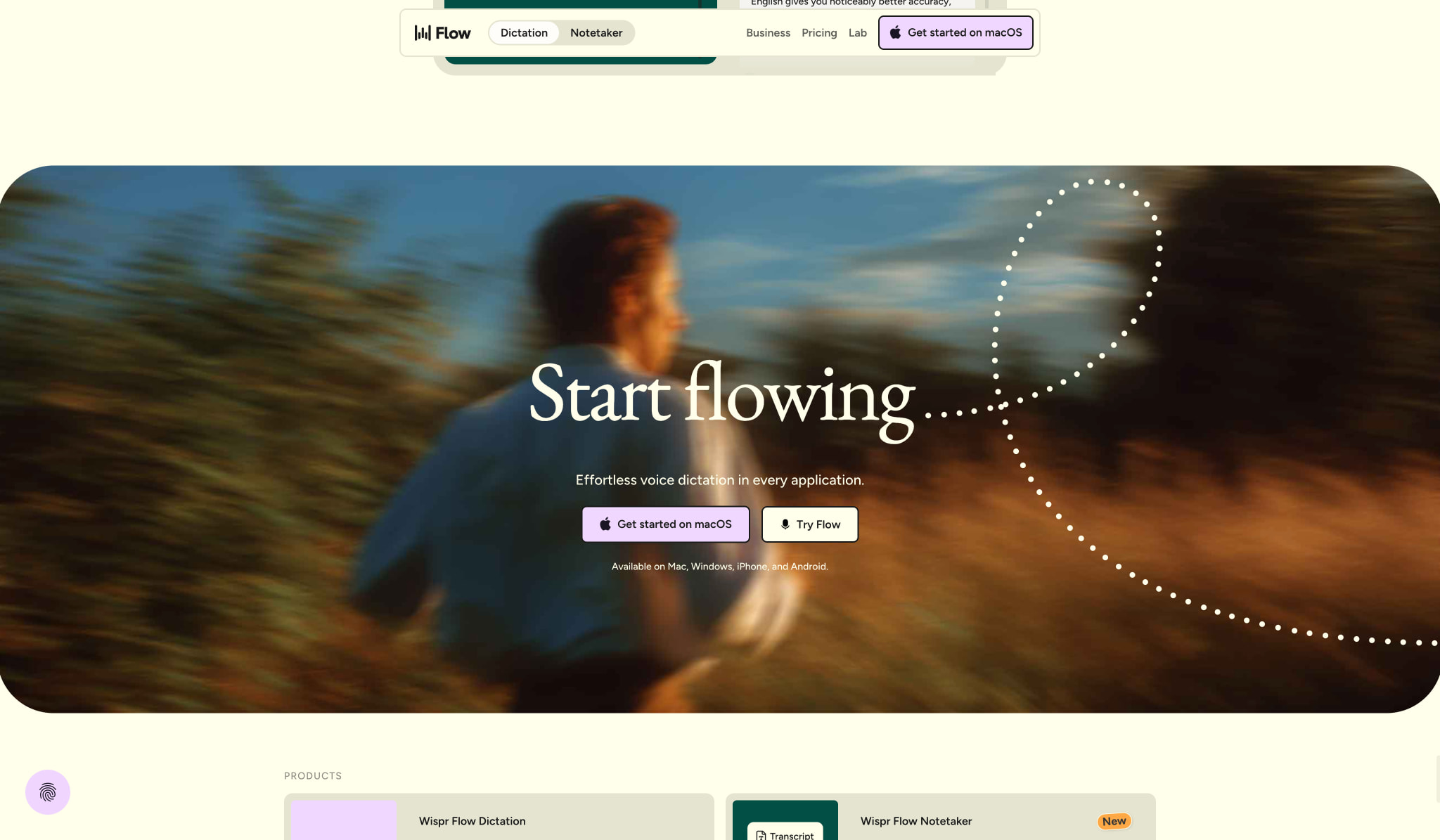 Wispr Flow | Effortless Voice Dictation captured website design