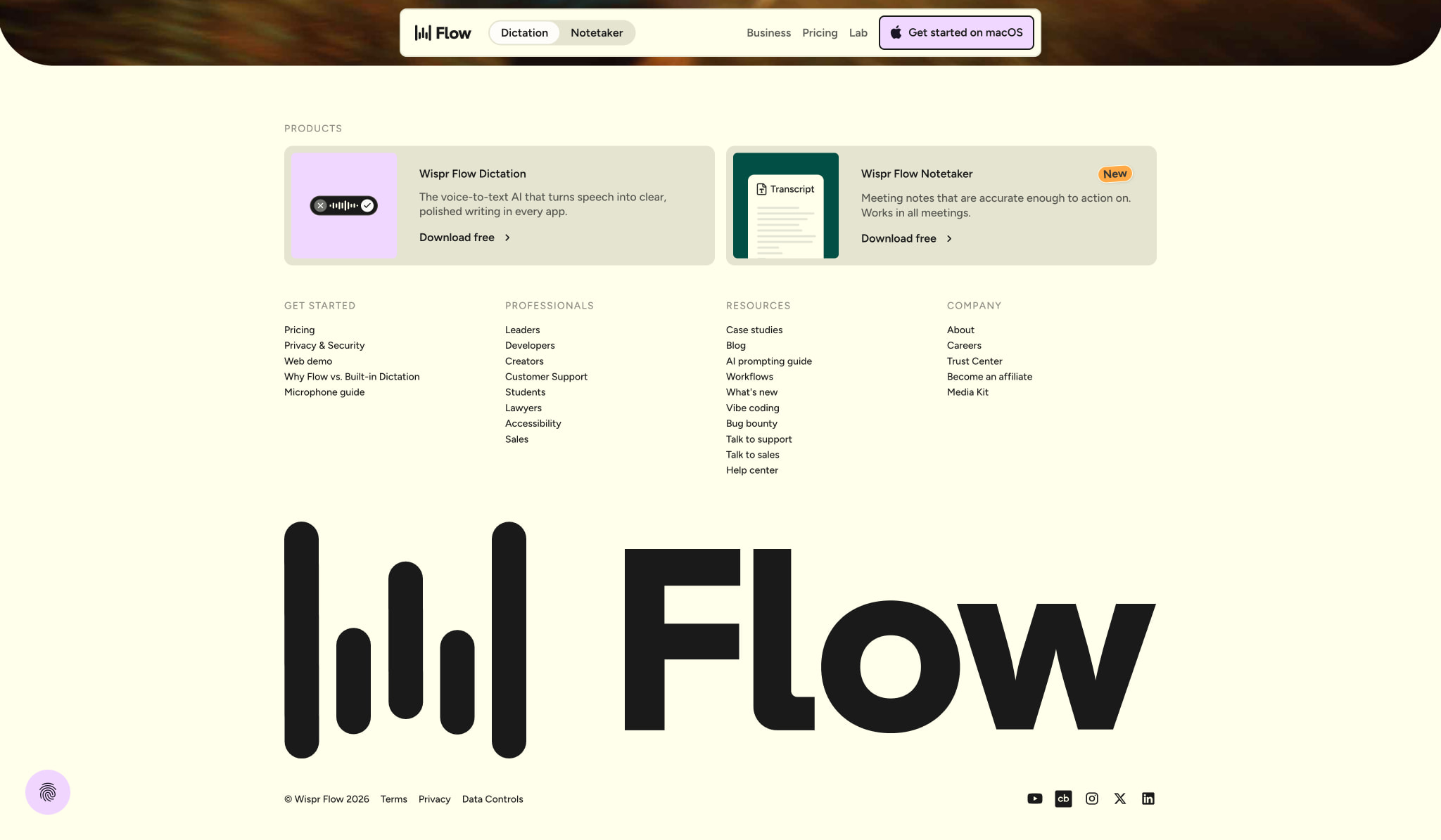 Wispr Flow | Effortless Voice Dictation captured website design