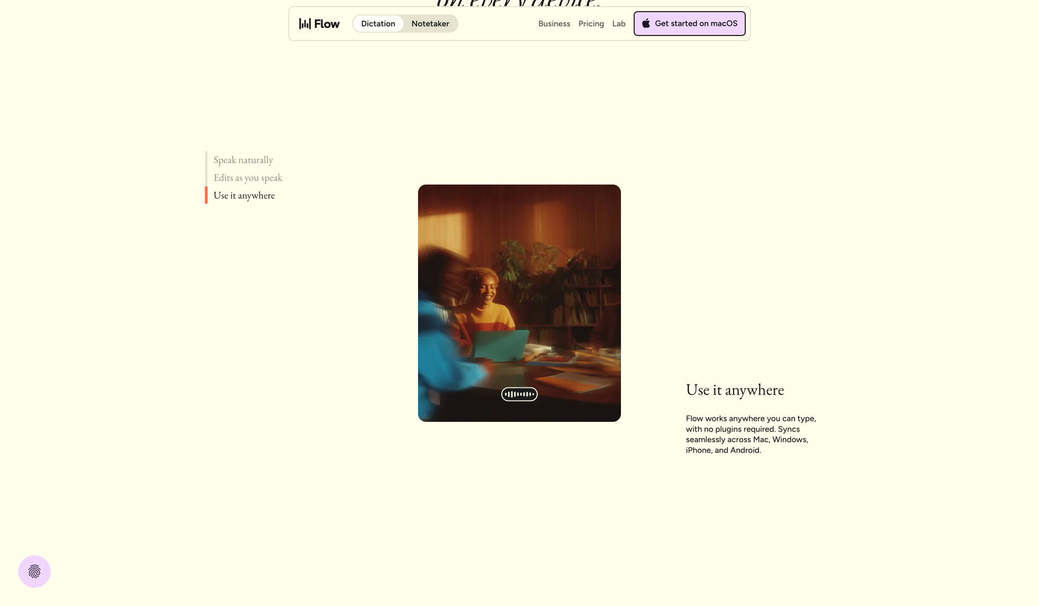 Wispr Flow | Effortless Voice Dictation captured website design