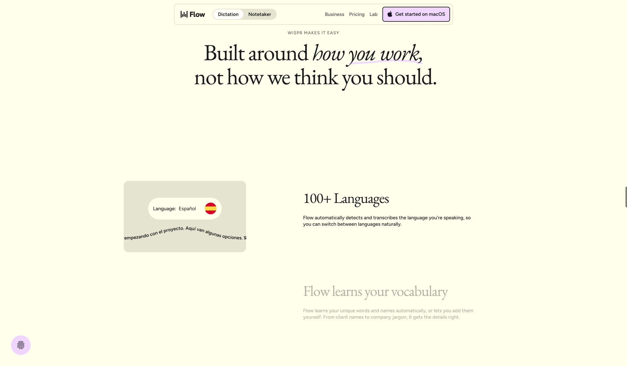 Wispr Flow | Effortless Voice Dictation captured website design