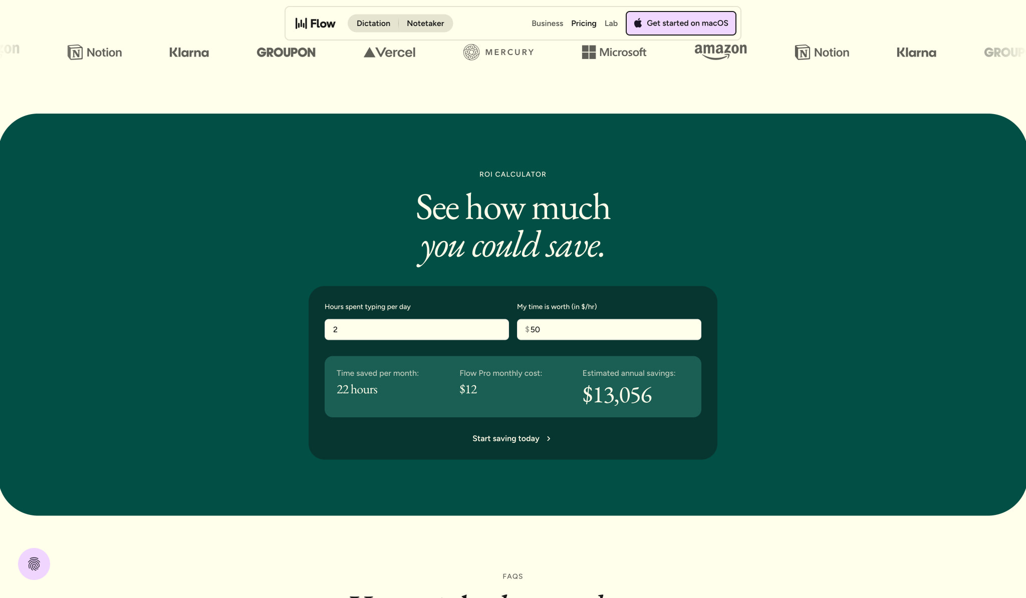 Pricing | Wispr Flow captured website design