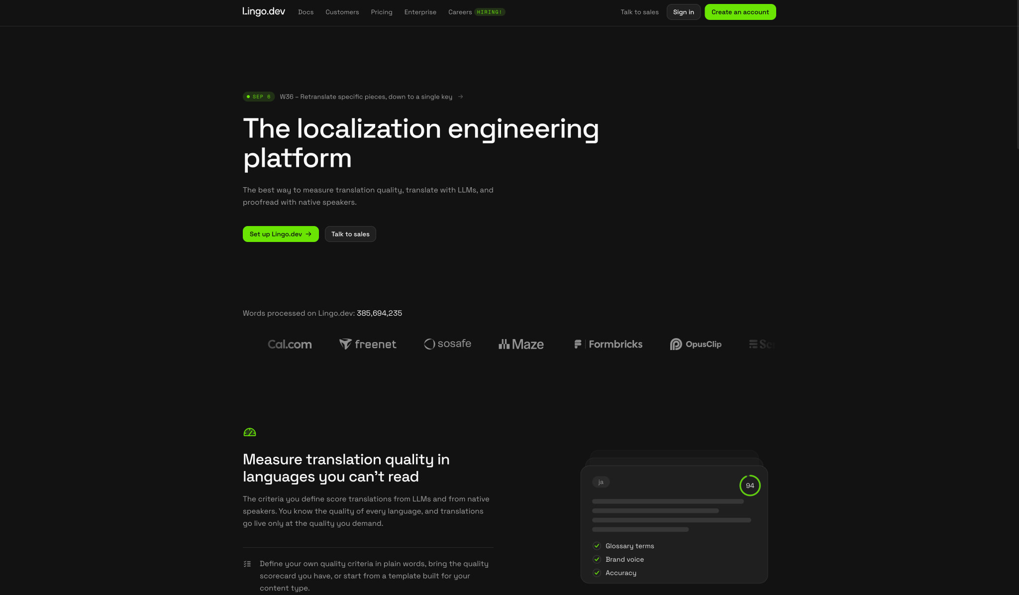 Lingo.dev – Localization engineering platform captured website design
