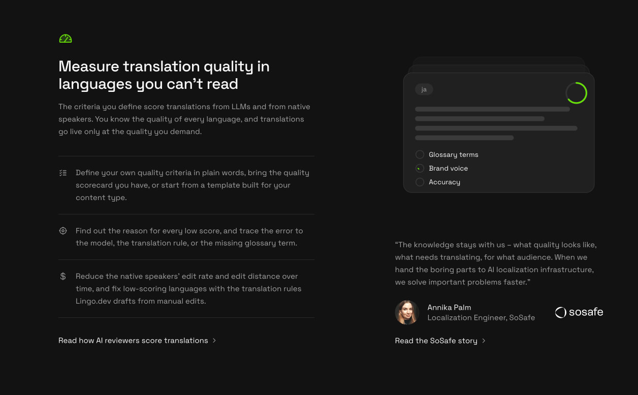 Lingo.dev – Localization engineering platform captured website design