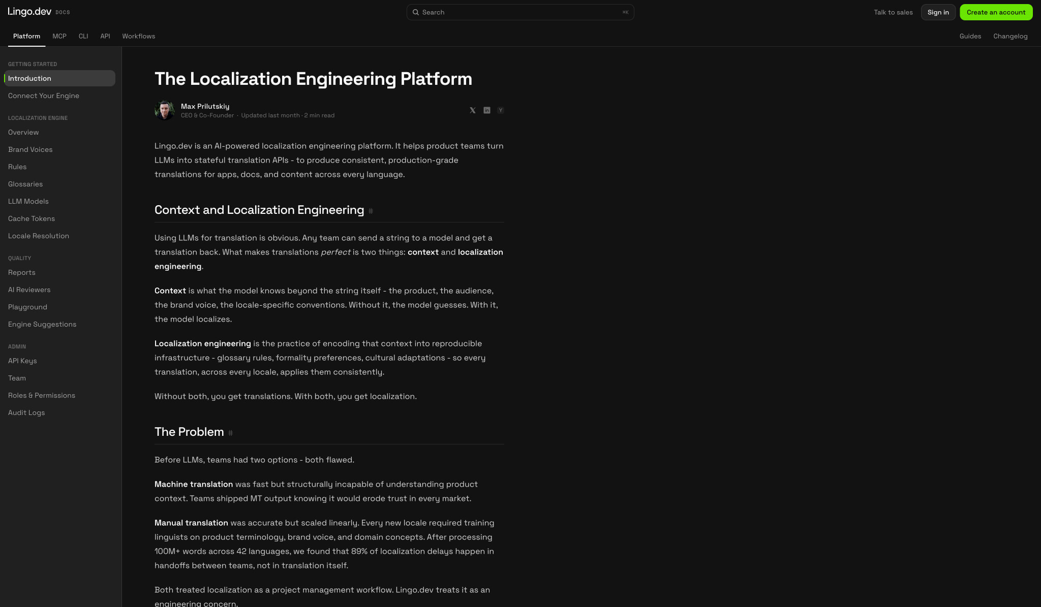 The Localization Engineering Platform - Lingo.dev captured website design