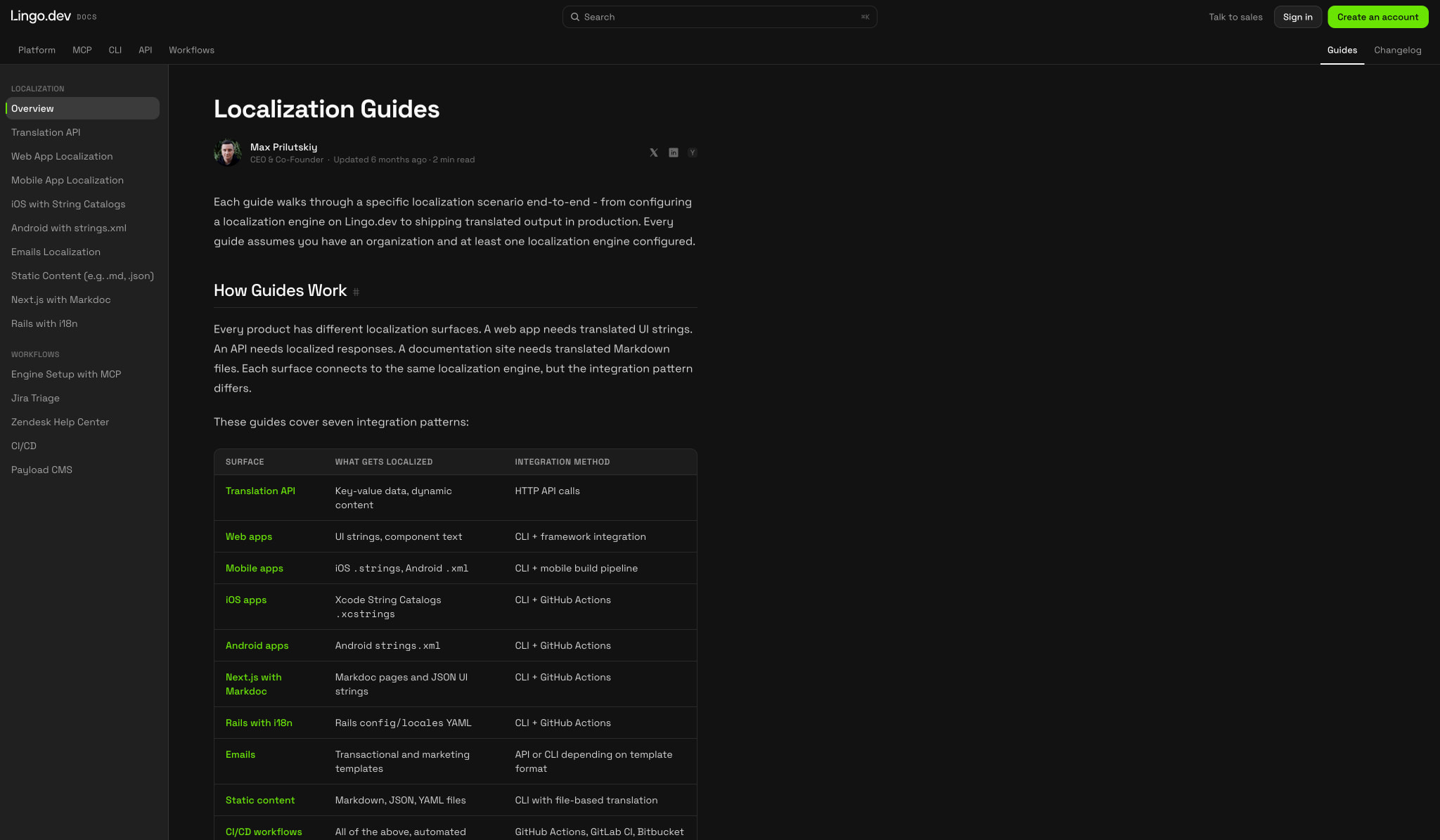 Localization Guides - Lingo.dev captured website design