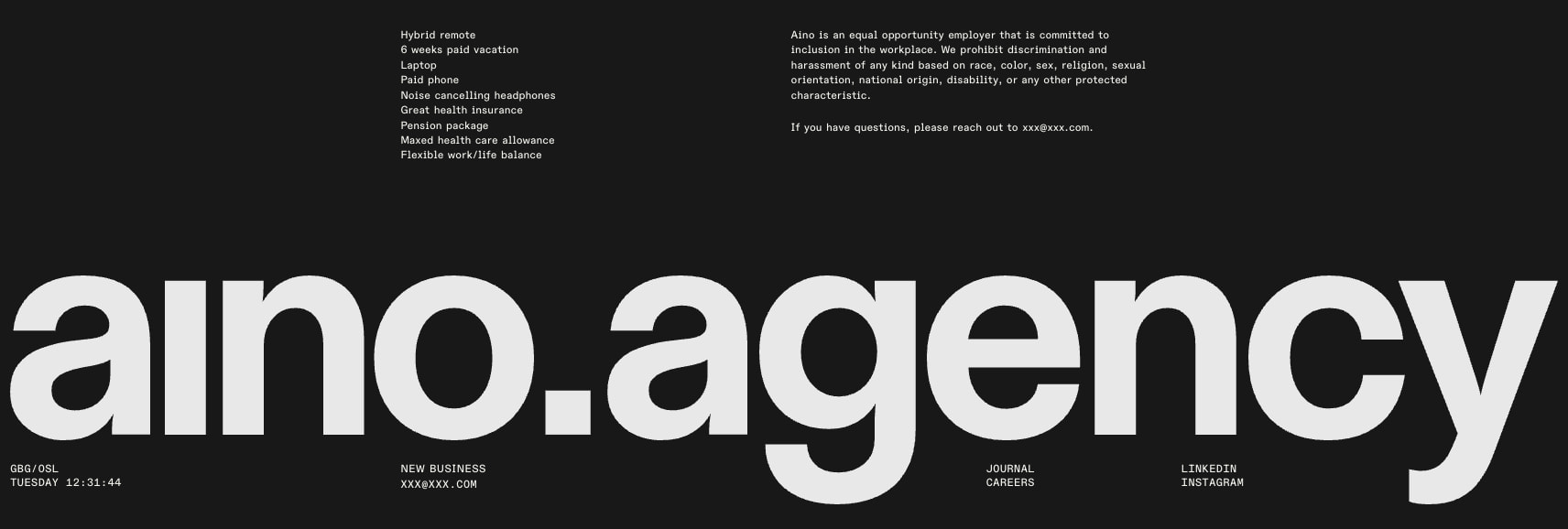 Careers — Aino captured website design