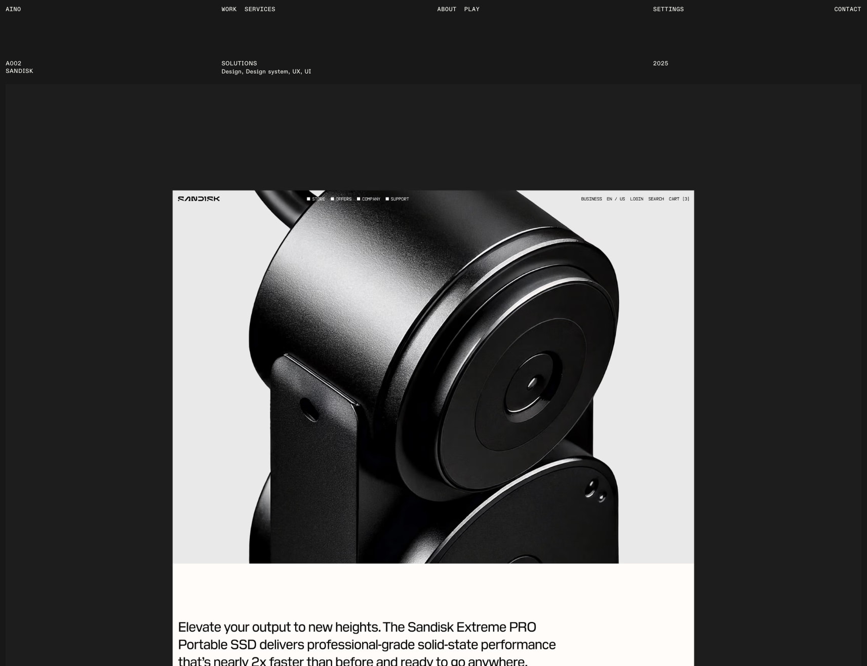 Sandisk — Aino captured website design