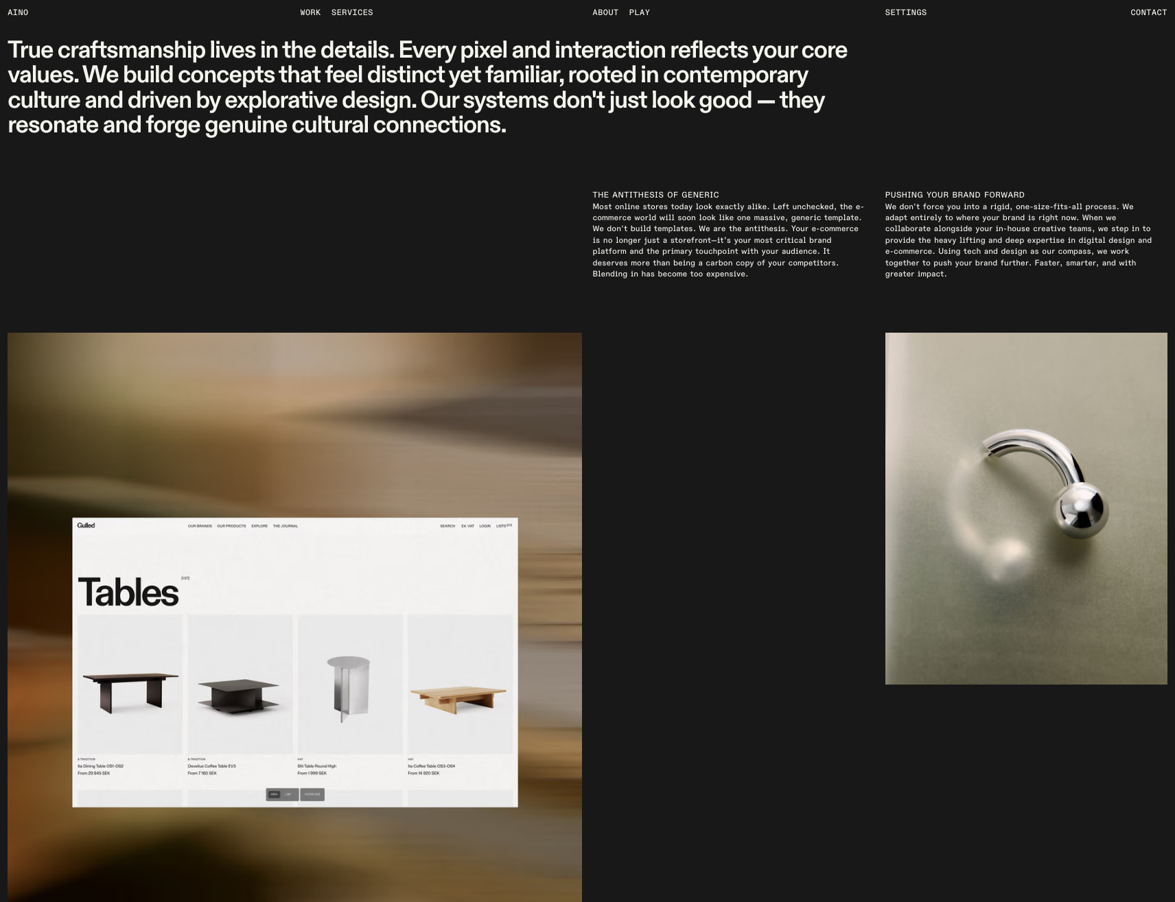 E-commerce Design Agency — Aino captured website design
