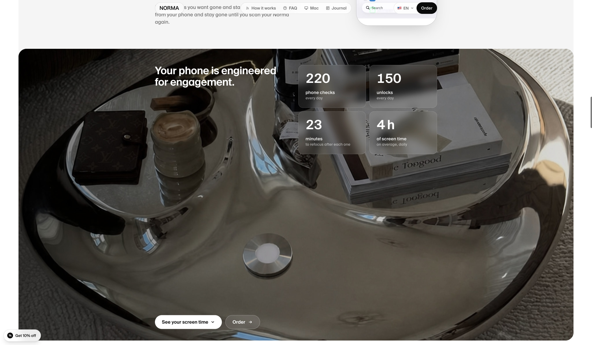 Norma — Block distracting apps by scanning a steel disc captured website design