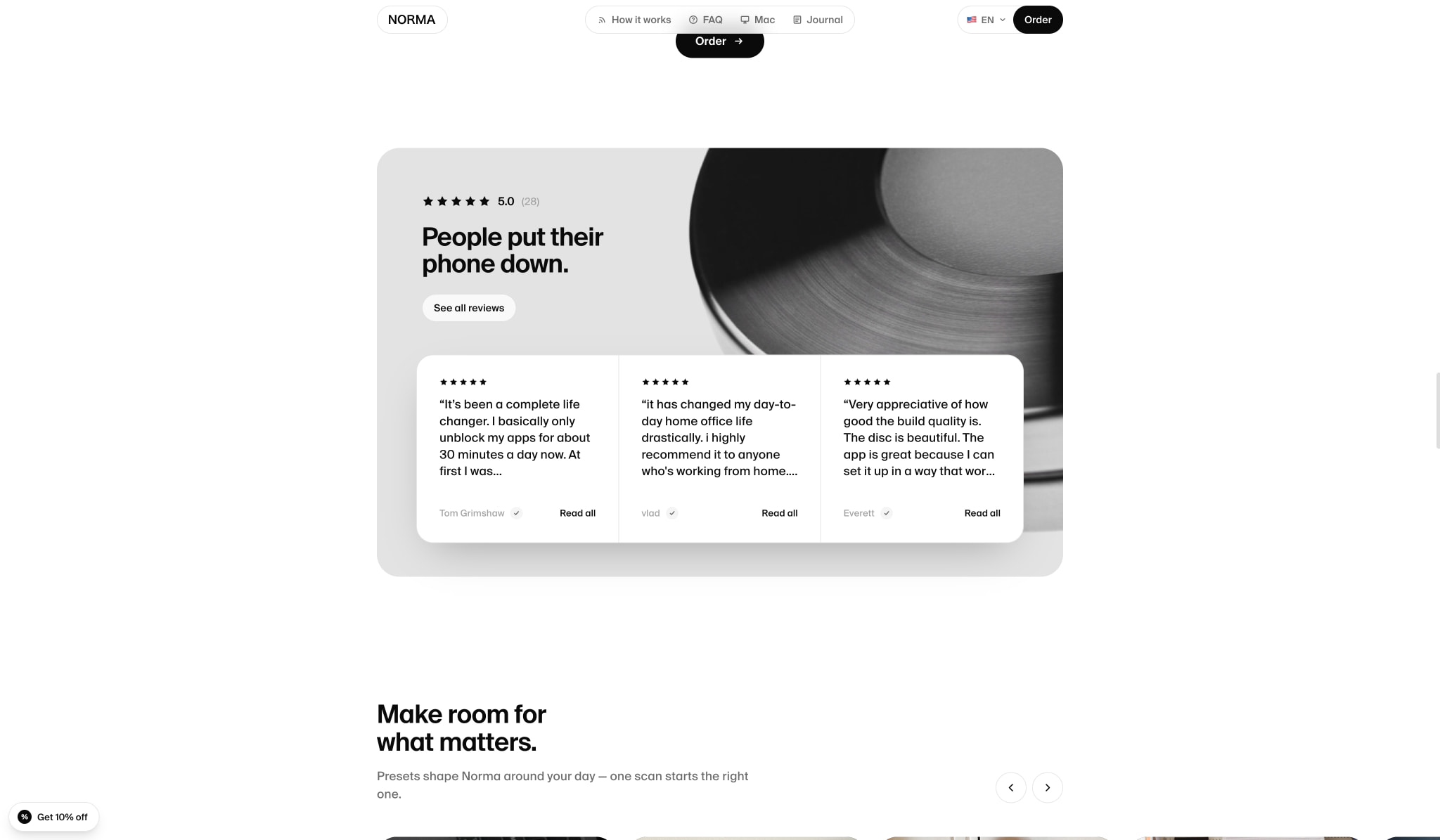Norma — Block distracting apps by scanning a steel disc captured website design