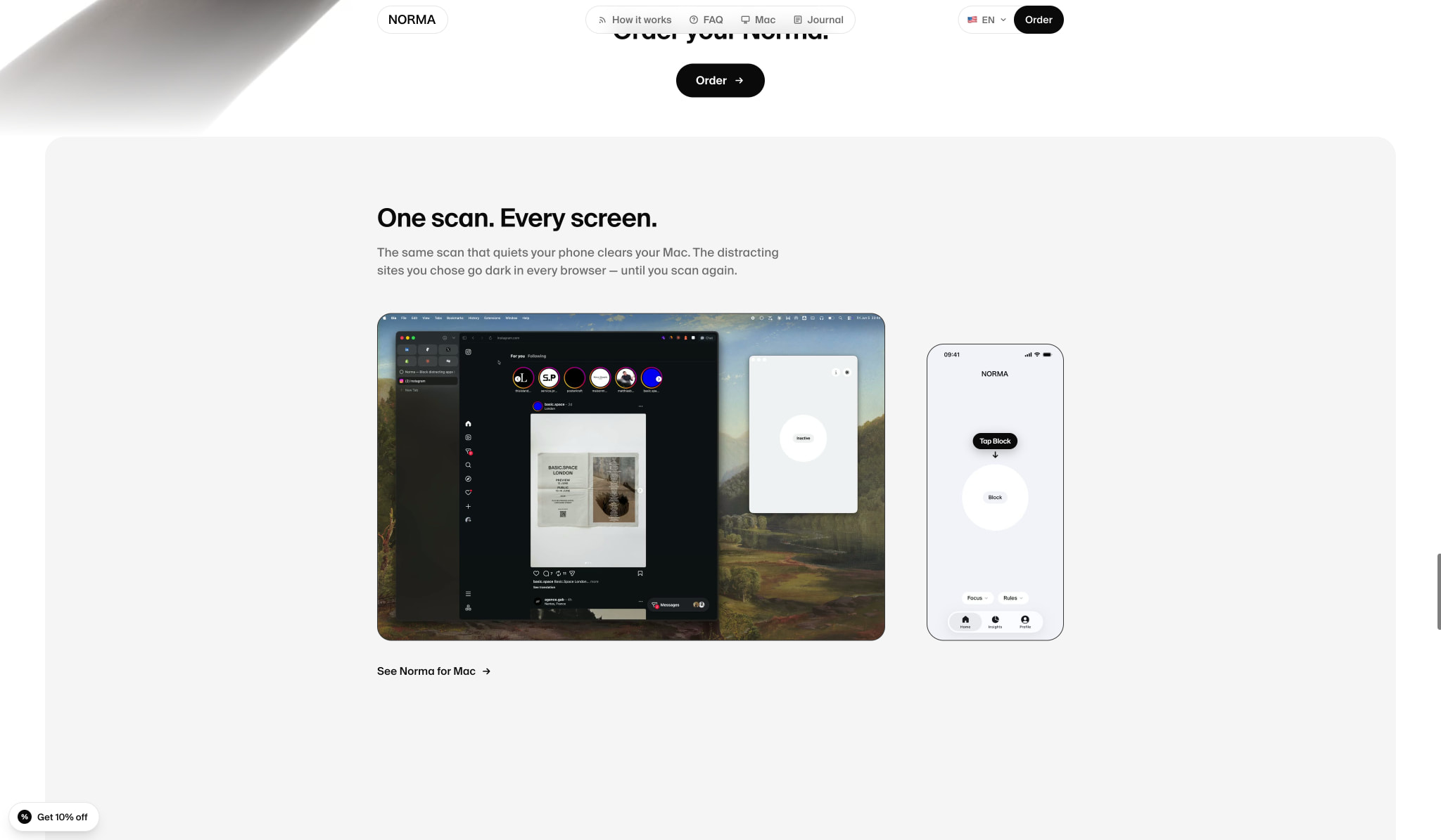 Norma — Block distracting apps by scanning a steel disc captured website design
