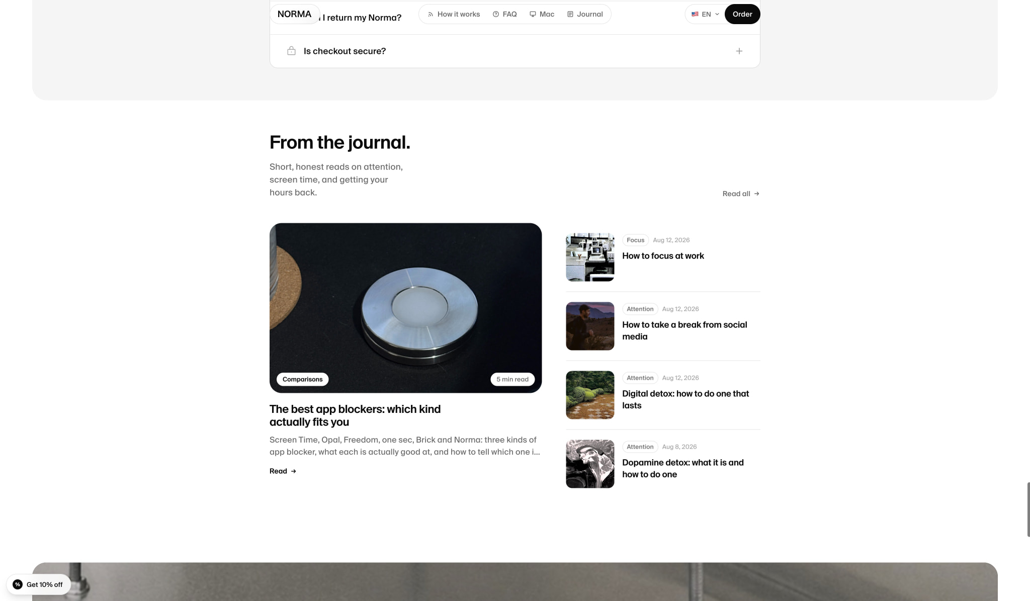 Norma — Block distracting apps by scanning a steel disc captured website design