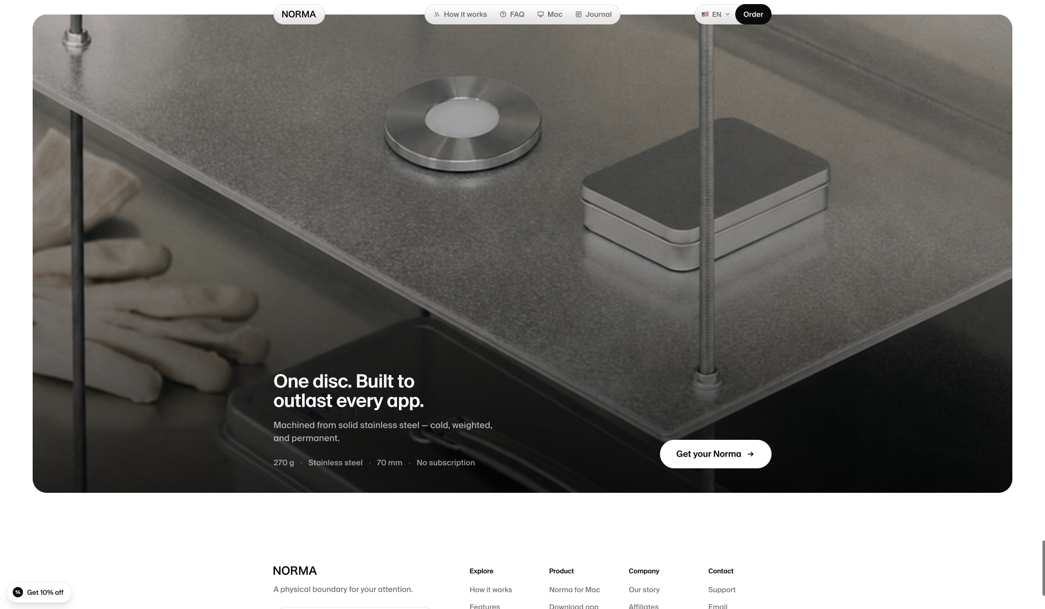 Norma — Block distracting apps by scanning a steel disc captured website design