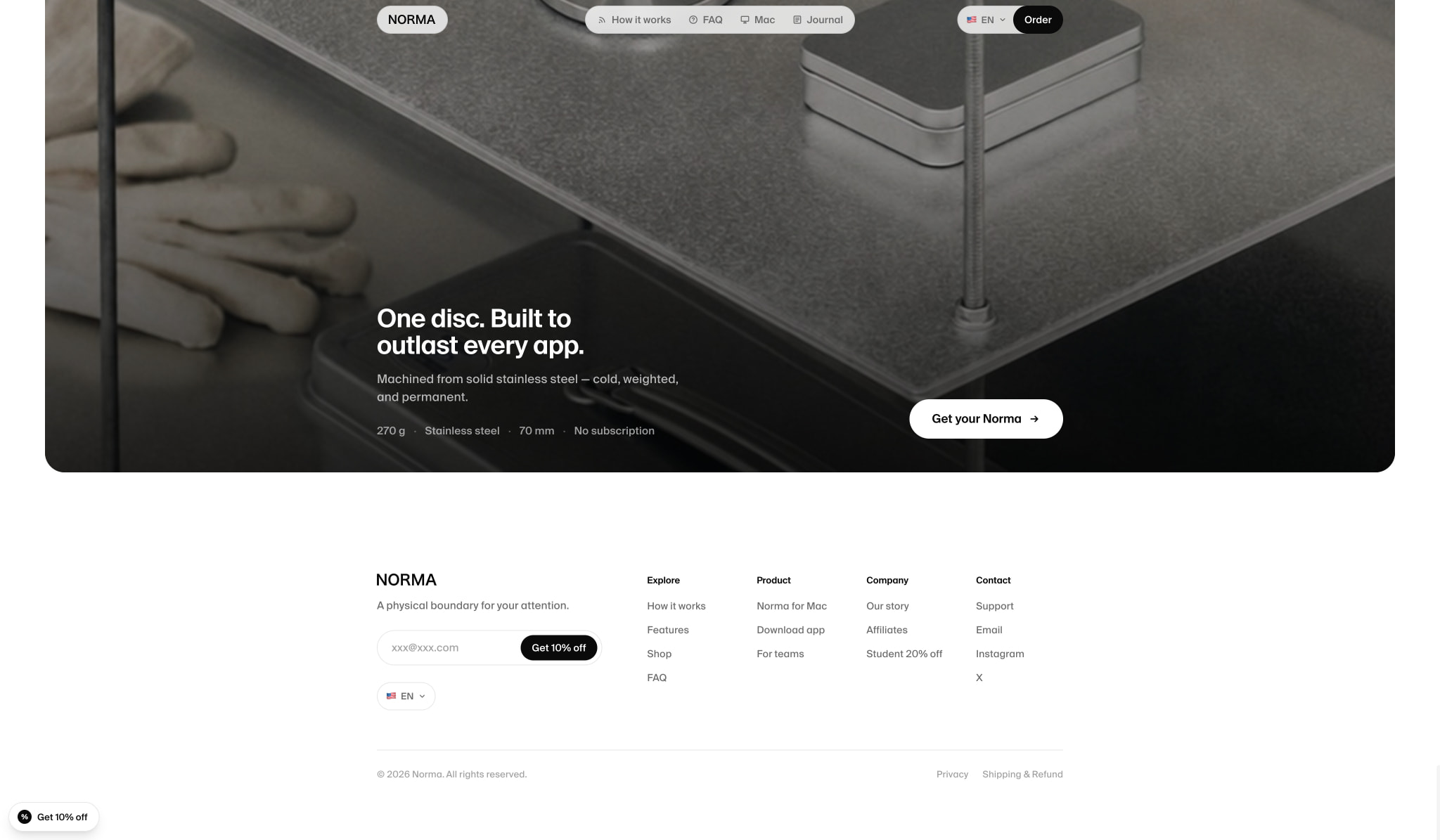 Norma — Block distracting apps by scanning a steel disc captured website design