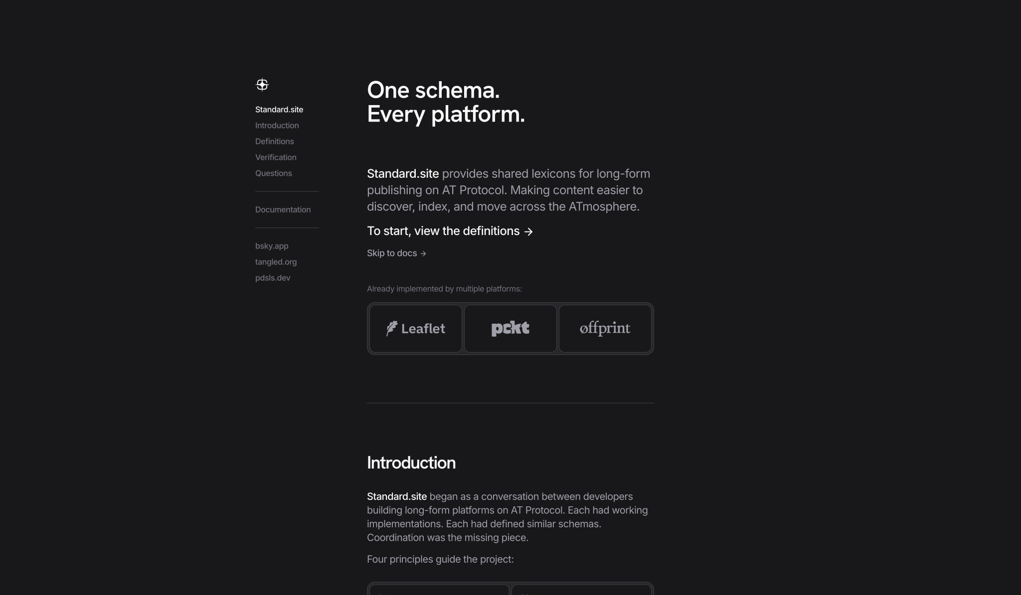 Standard.site - One schema. Every platform. captured website design