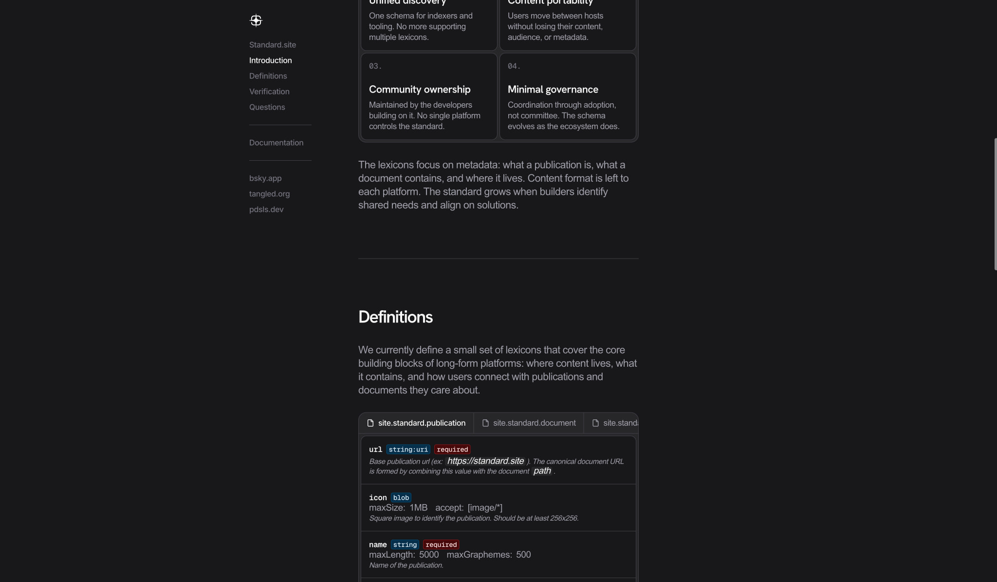 Standard.site - One schema. Every platform. captured website design