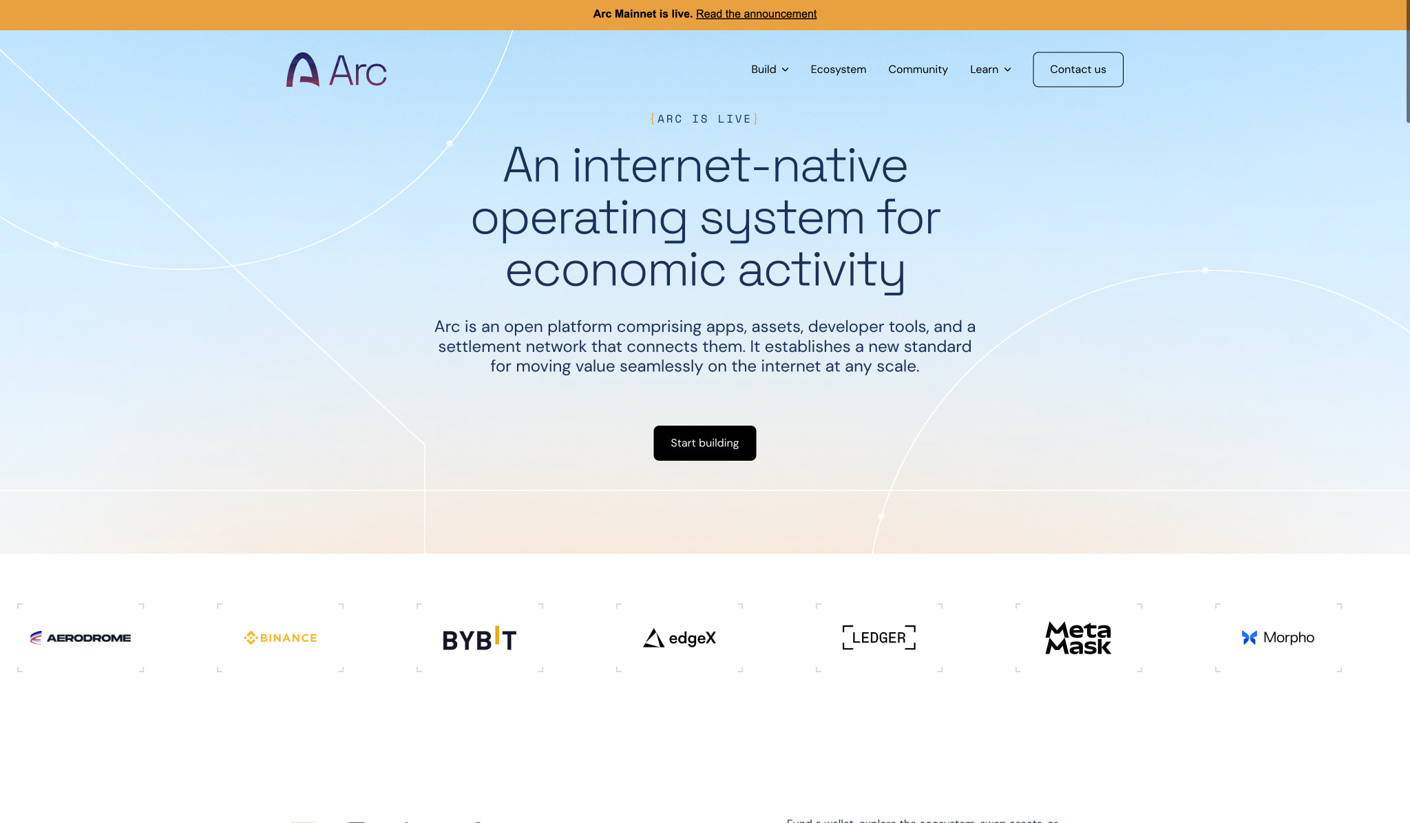 Arc Platform | The economic OS for the internet captured website design