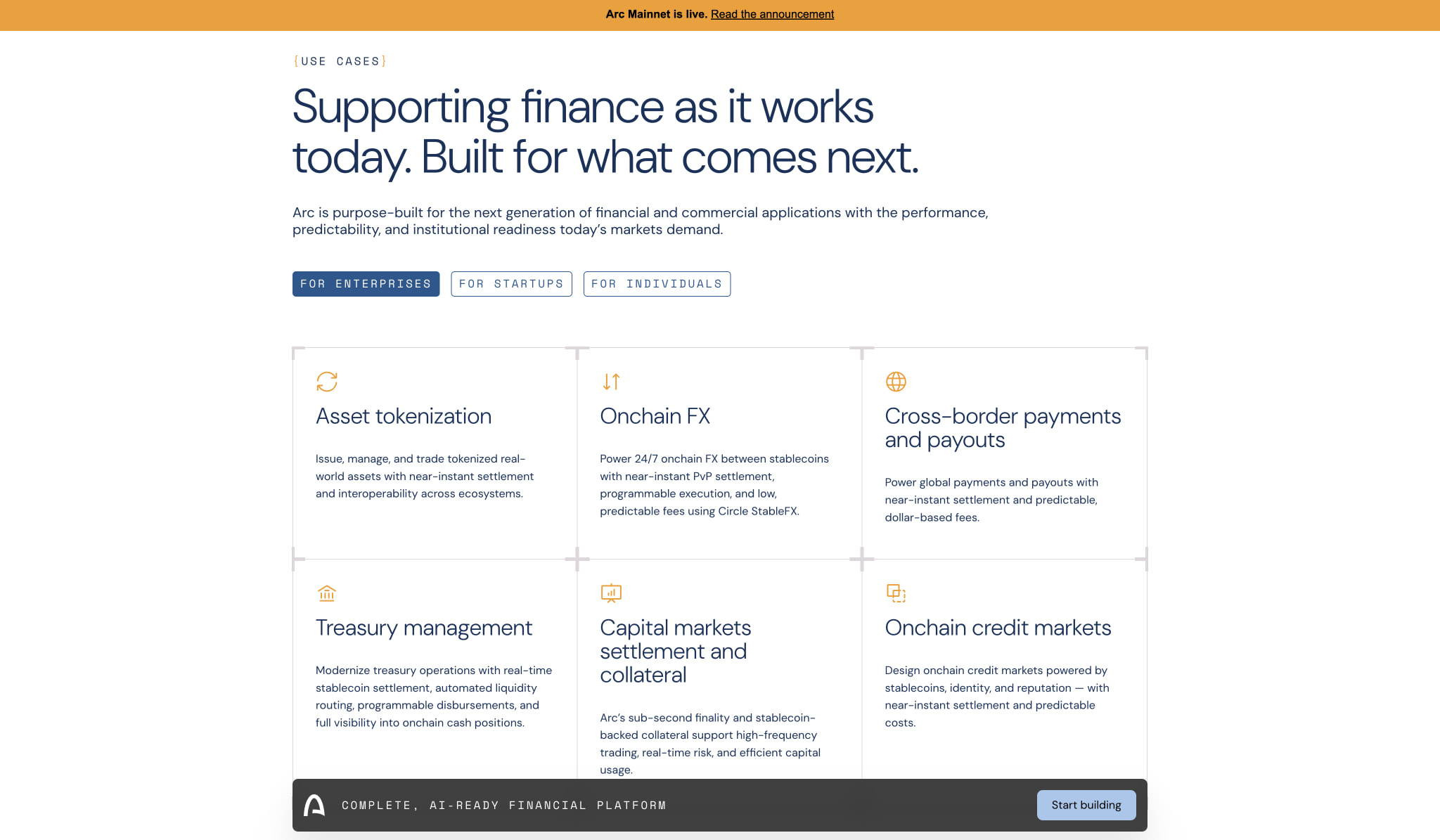 Arc Platform | The economic OS for the internet captured website design