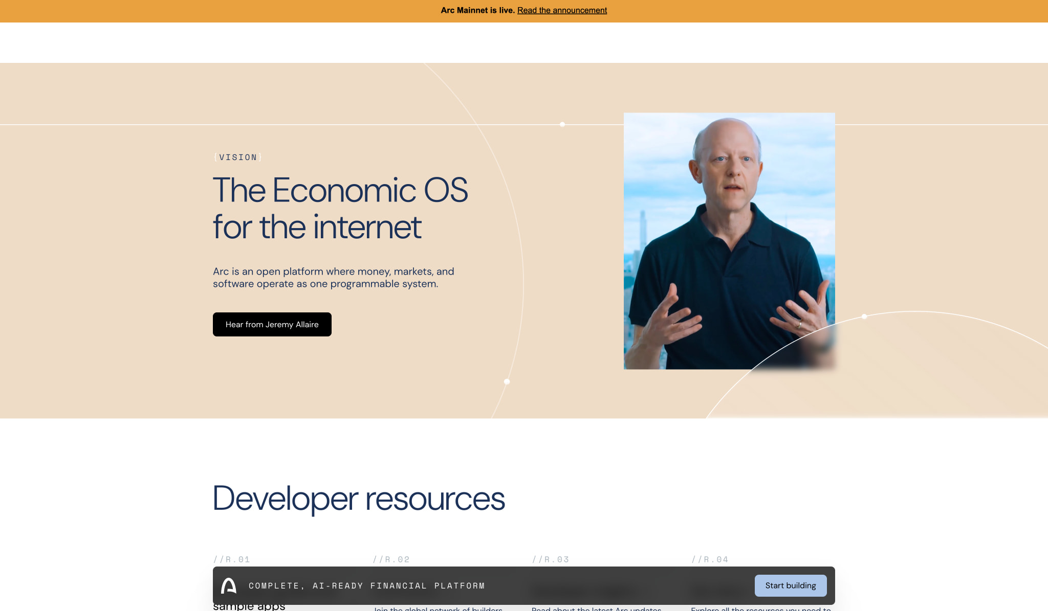 Arc Platform | The economic OS for the internet captured website design