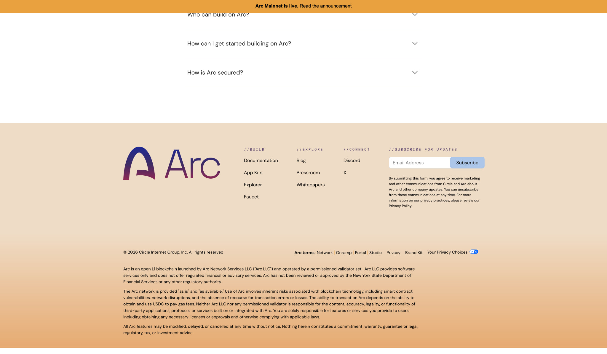 Arc Platform | The economic OS for the internet captured website design