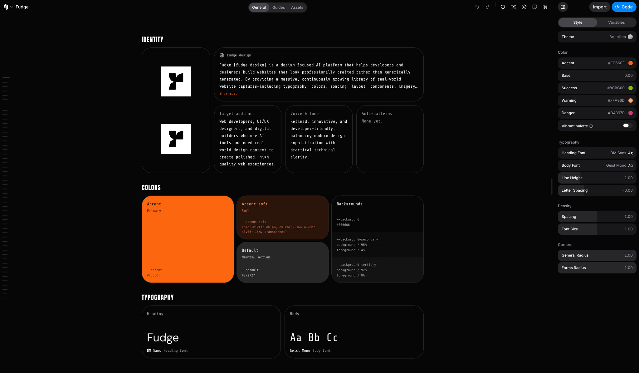 Fudge | Design System captured website design