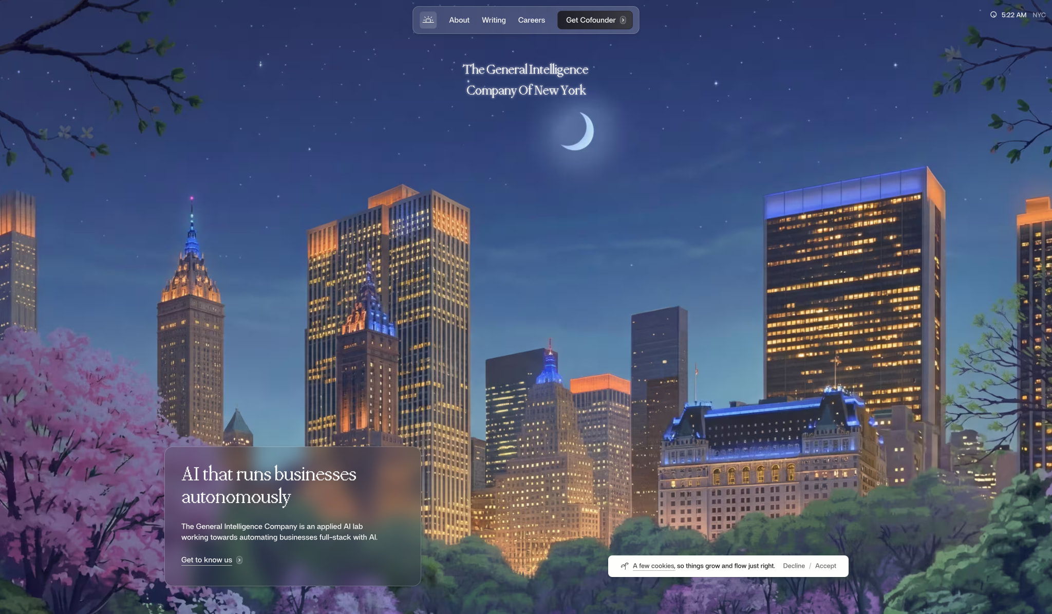 General Intelligence Company captured website design