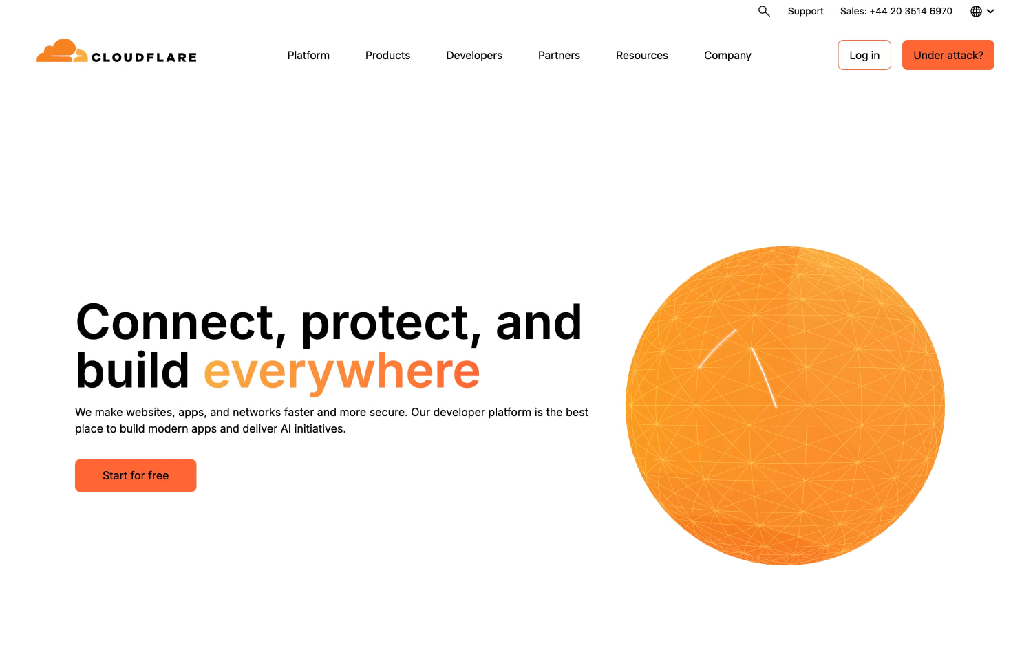 Connect, protect, and build everywhere | Cloudflare captured website design