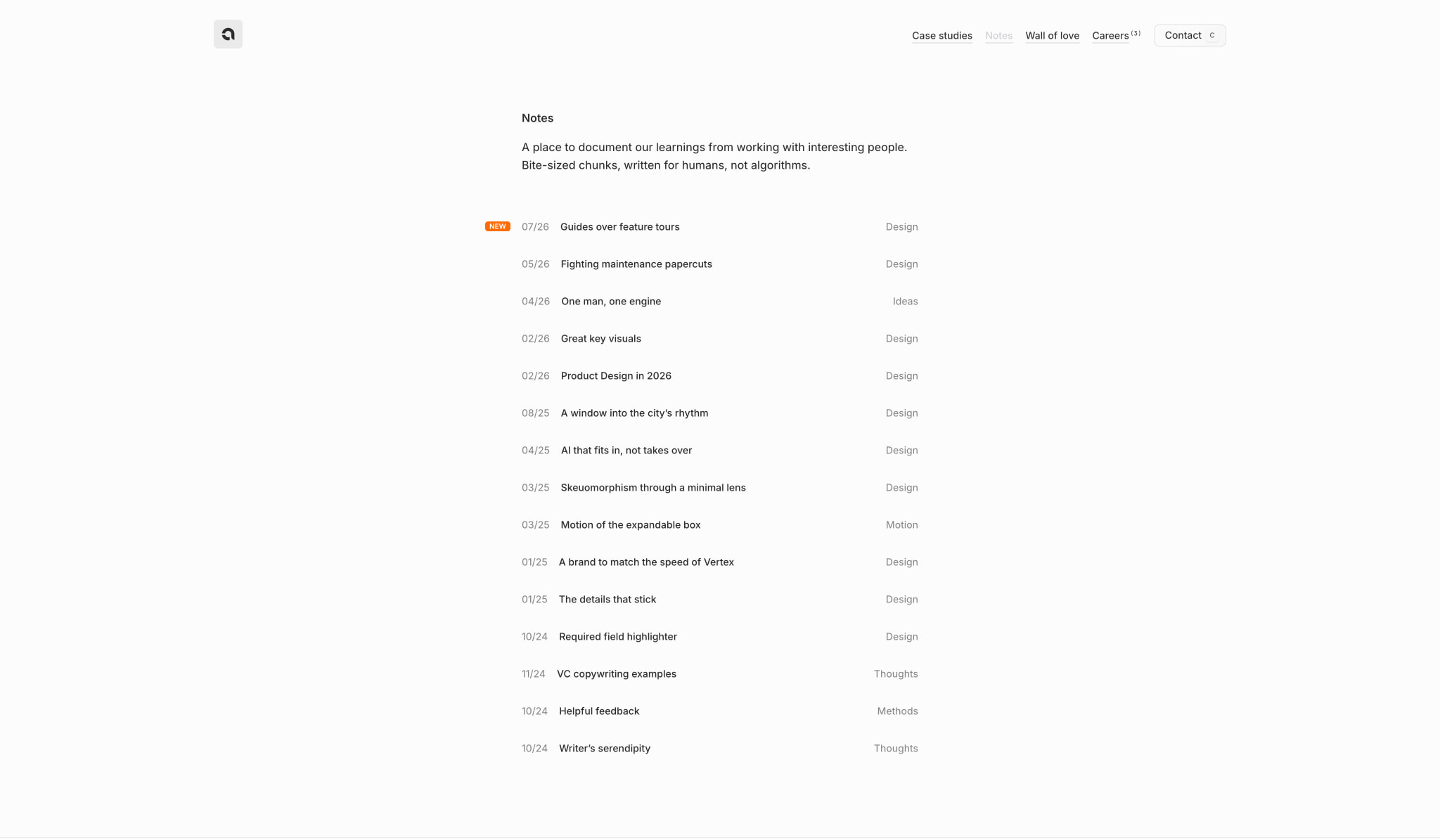 Notes | Design and Engineering Essays from Altalogy captured website design