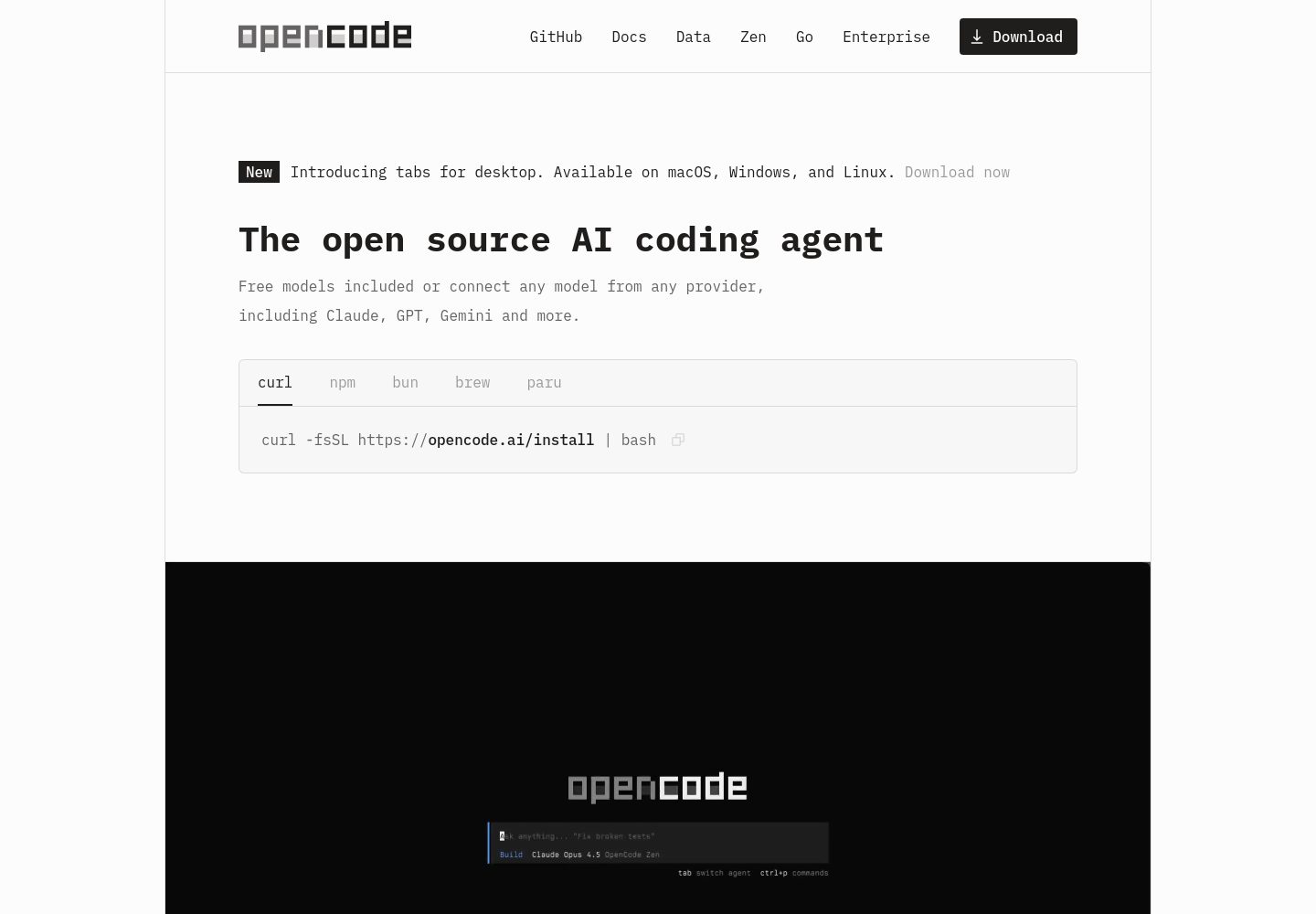 Captured design matching opencode.ai captured website design