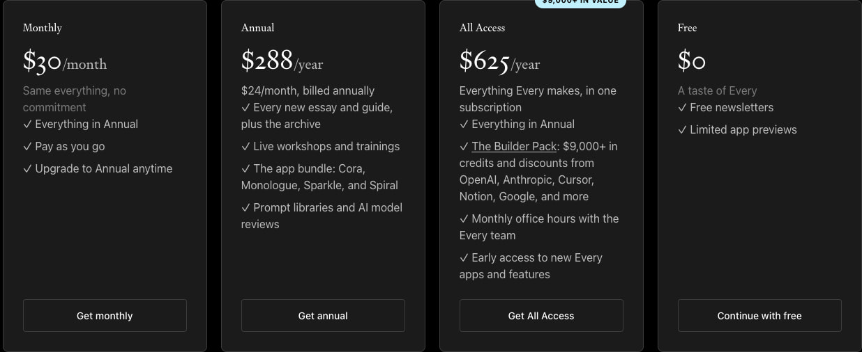 Pricing — Every captured website design