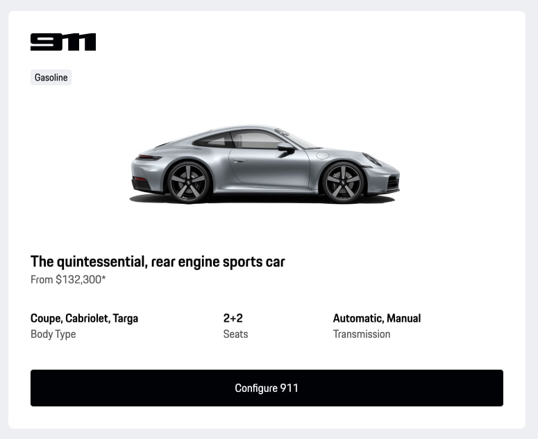 Model Start | Porsche Car Configurator captured website design