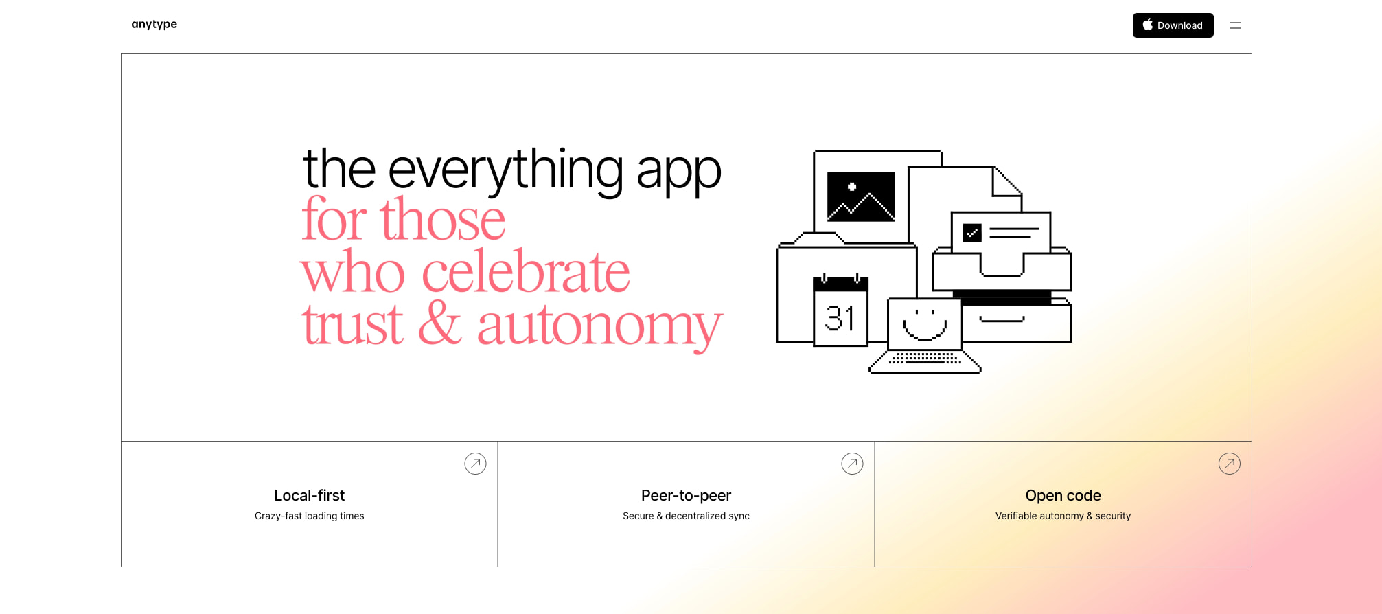 The Everything App captured website design