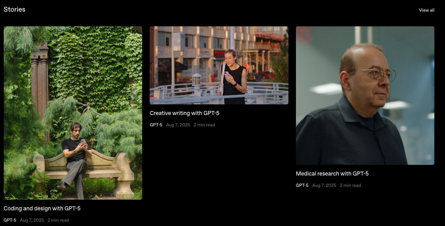 OpenAI captured website design