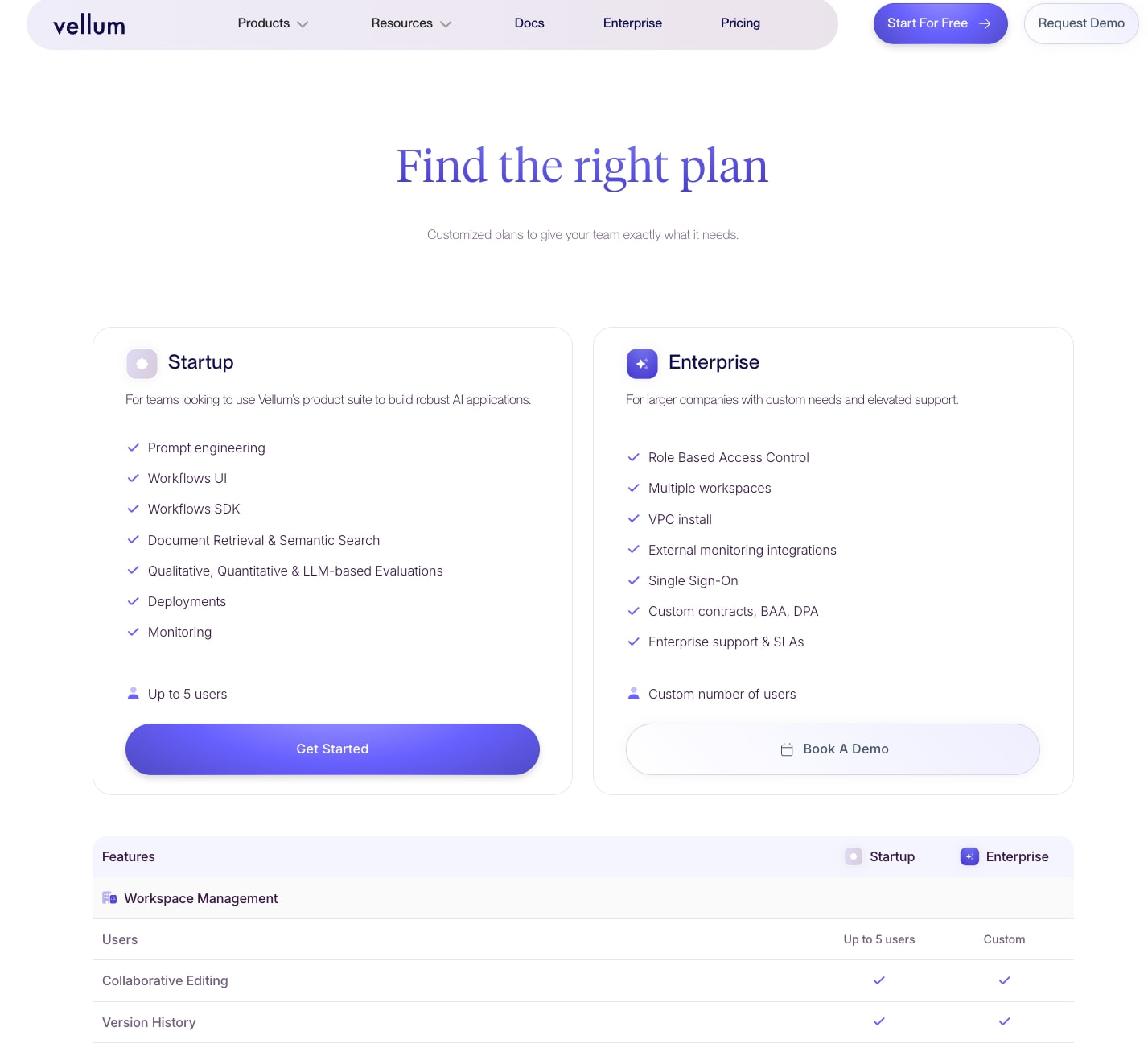 Vellum AI Pricing captured website design